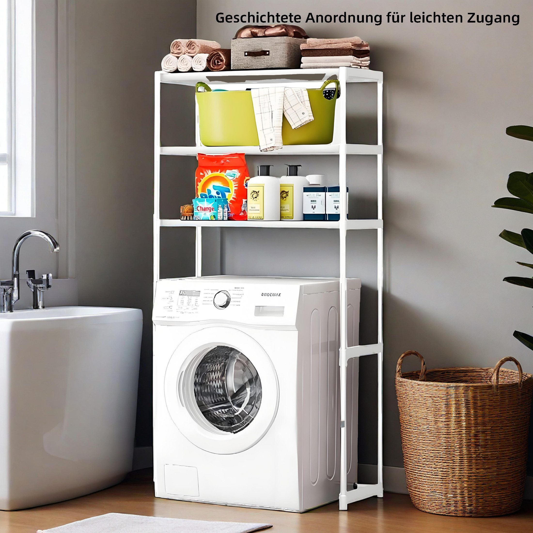 YINDN Badregal 3-stufiges Waschmaschinenregal, Bodenstehendes multifunktion günstig online kaufen