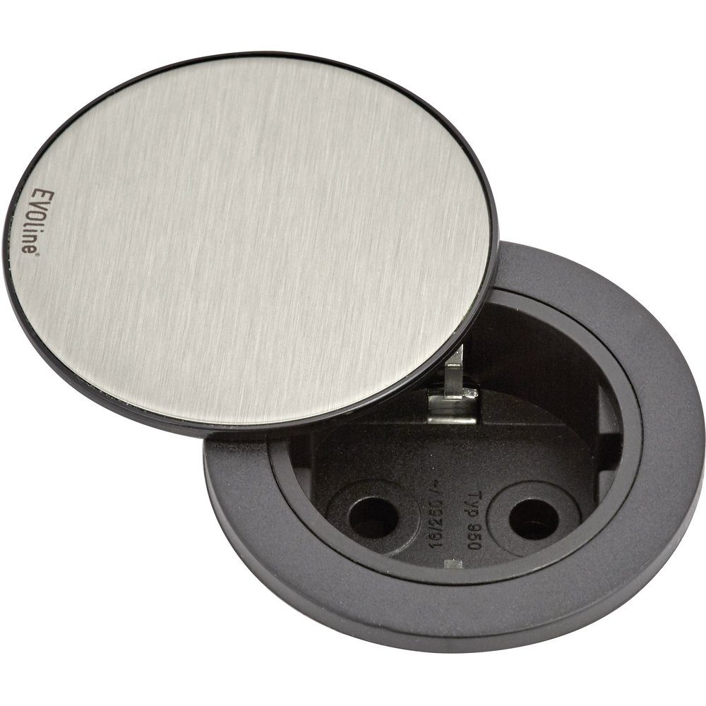 Evoline EVOline 159280003900 Einbau-Steckdosenleiste 1fach Edelstahl, Schwarz Steckdosenleiste