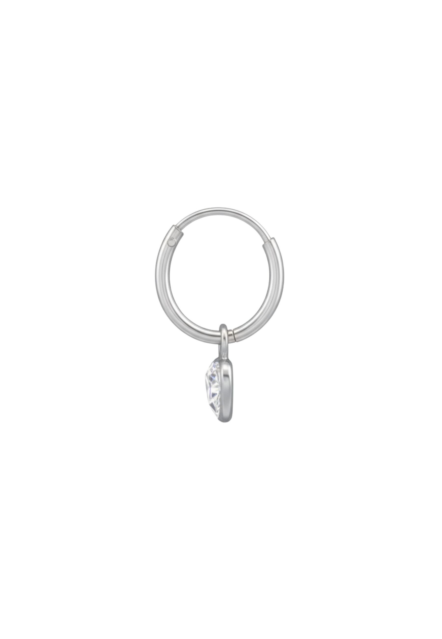 Diademita Fingerring Silberne Creolen mit Hängendem Herz und Zirkonia (Set)