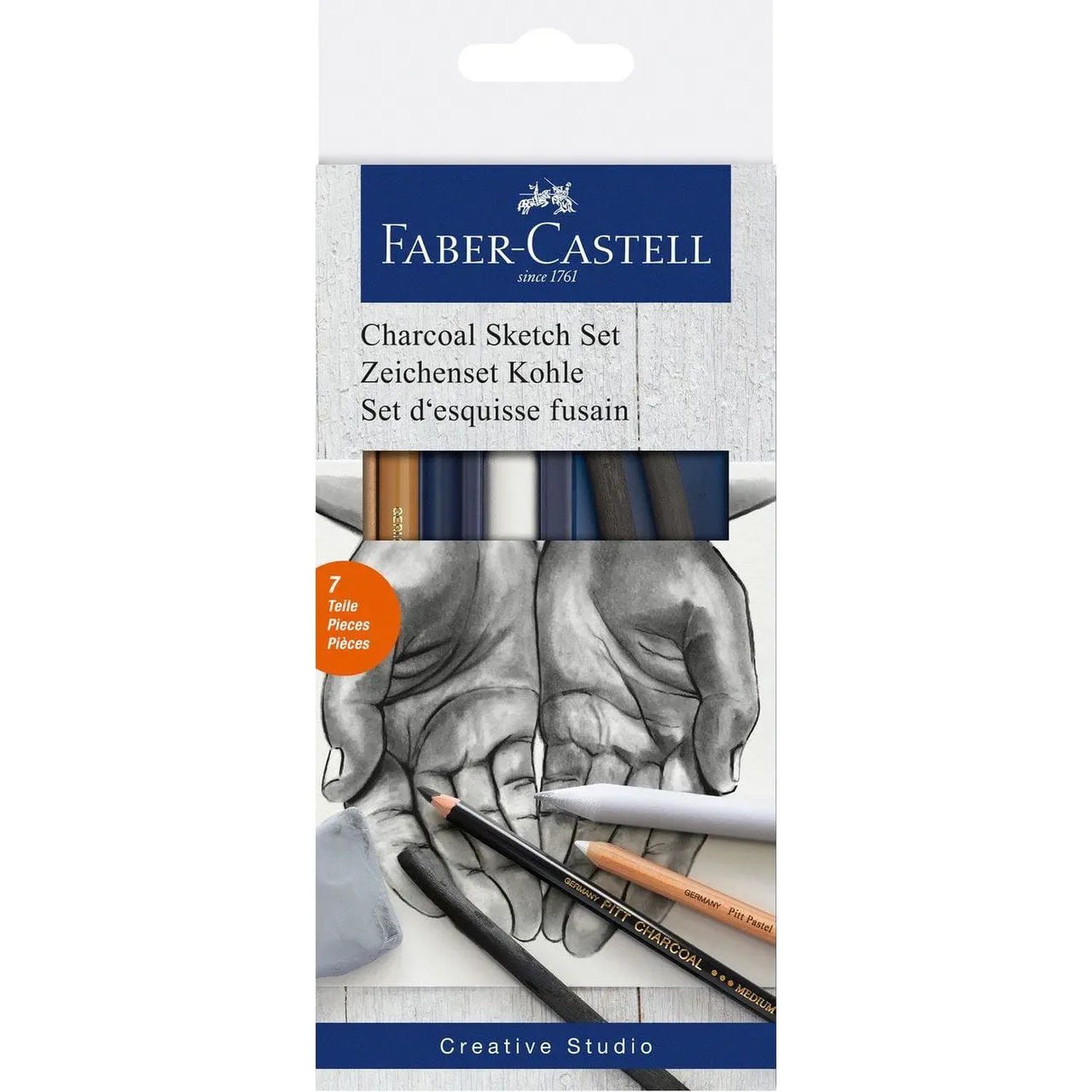 Faber-Castell Zeichenkohle Zeichenset mit Kohlestiften, Kohlesticks und Zubehör