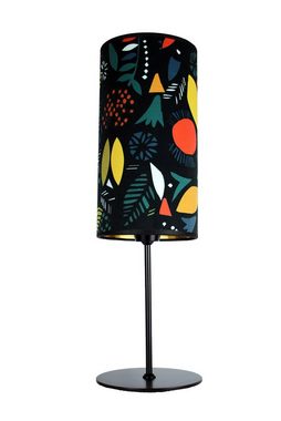 Signature Home Collection Nachttischlampe Nachttischlampe schwarz Lampenschirm bunt Samt Blumenmuster, ohne Leuchtmittel, warmweiß, als Kinderzimmerlampe nutzbar, Leselampe