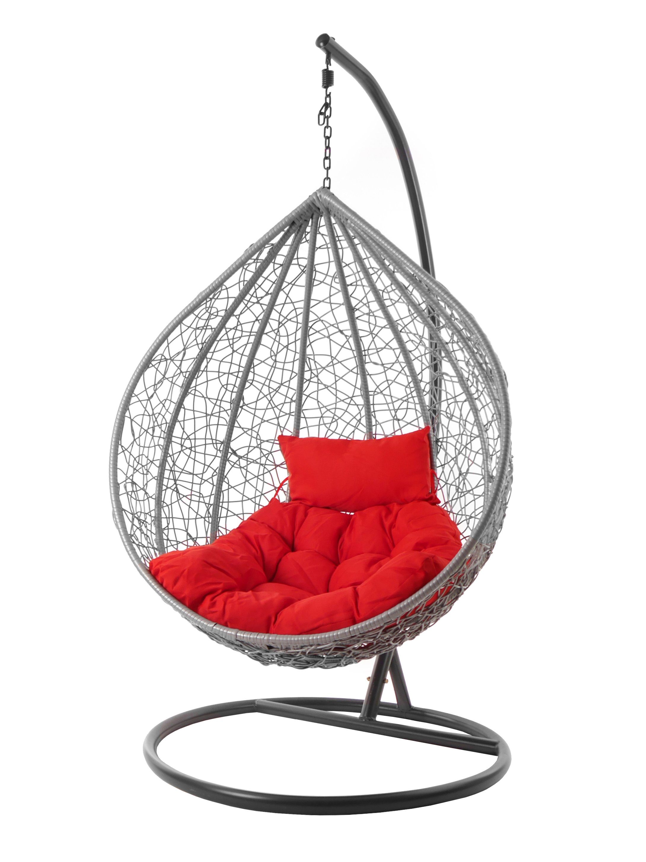 KIDEO Hängesessel Hängesessel XXL hellgrau, Gestell Schwebesessel, Chesterstepp mit MANACOR Swing lightgrey, rot und in Chair hellgrau, Kissen, Hängesessel (3050 scarlet)