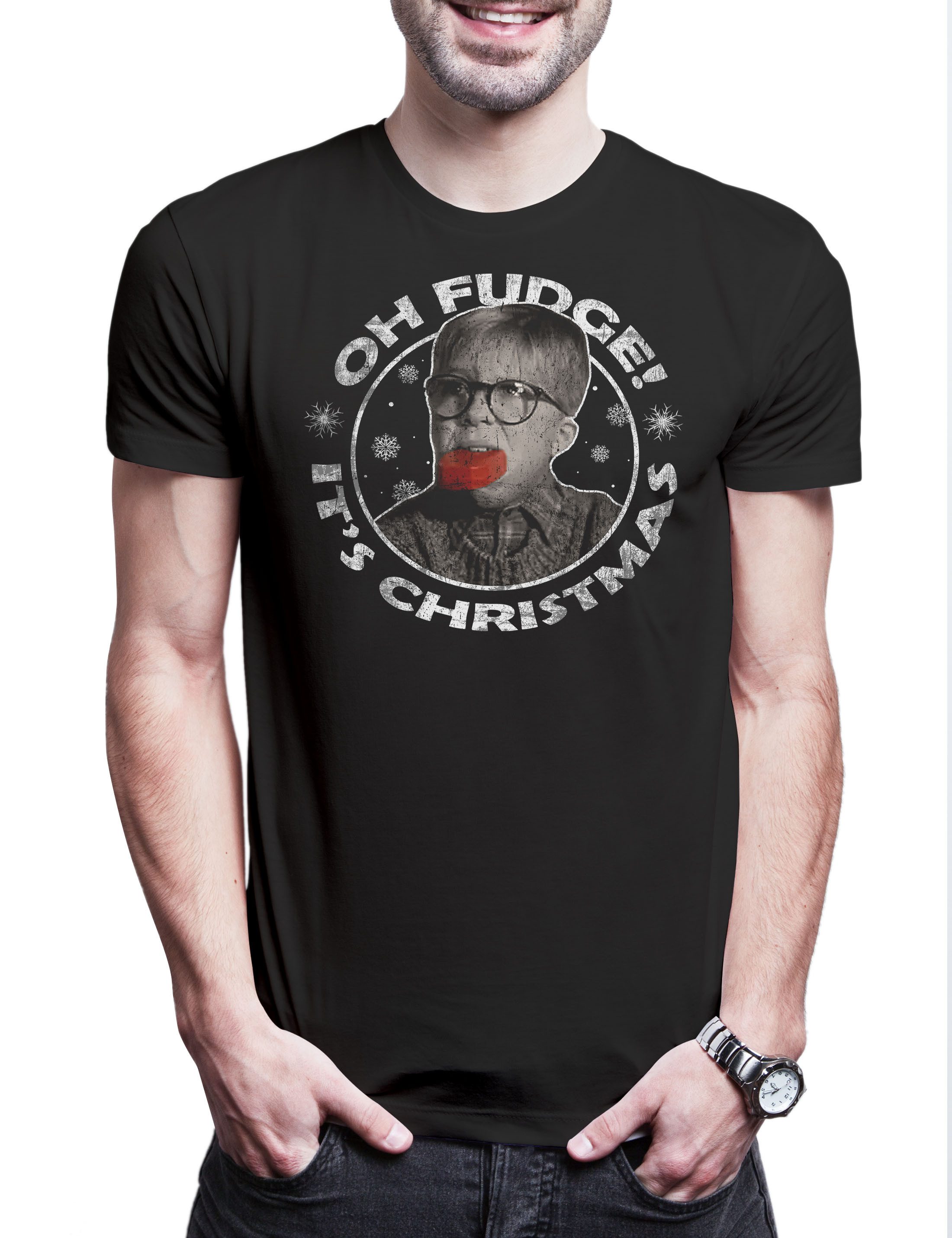 Print-Shirt Oh Fudge It´s Christmas Herren T-Shirt A Fröhliche Weihnachten Story