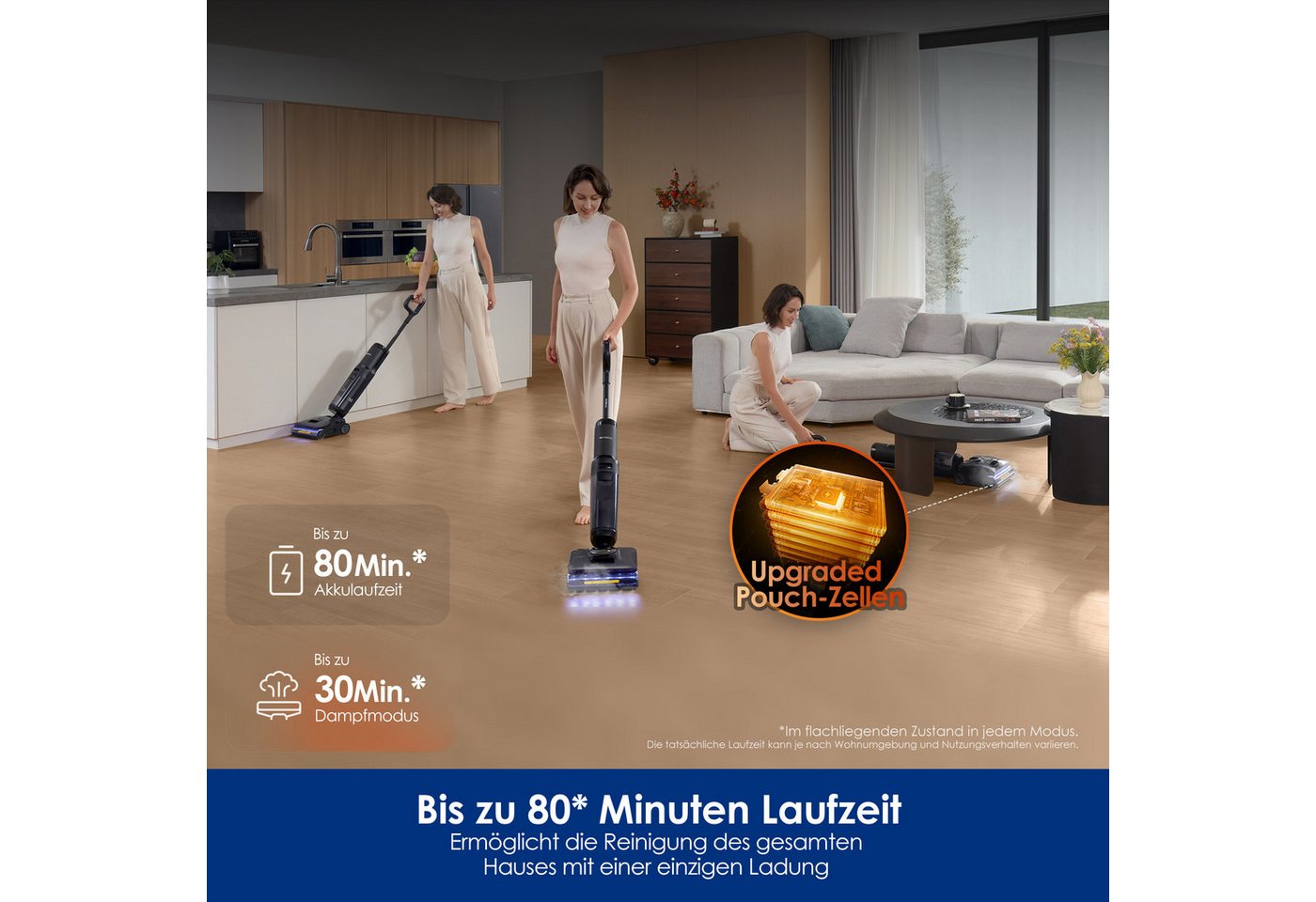 Tineco Nass-Trocken-Sauger FLOOR ONE S7 Stretch Steam Plus mit 160°C Dampfreinigung, 285 W, Selbstantrieb, 80 Minuten