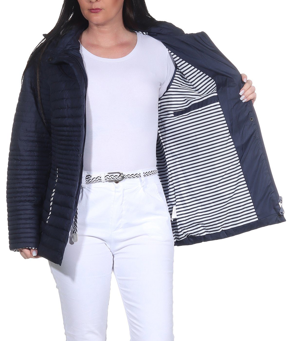 Aurela Damenmode Damen Größen Marine in großen leichte erhältlich, Outdoor Jacke angenehm Sommerjacke leichte Übegrangsjacke auch Steppjacke
