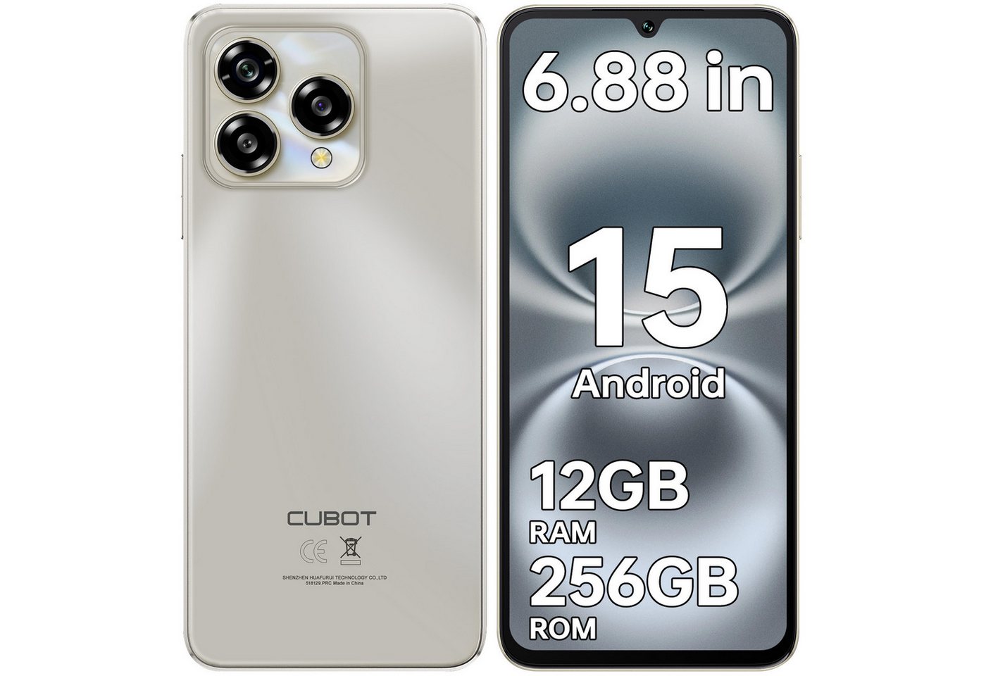 Cubot A40 12+256GB Android 15 Smartphone (17,47 cm/6.88 Zoll, 256 GB Speicherplatz, 48 MP Kamera, 5100mAh, 6.88" HD+ 120Hz, NFC, Face ID, OTG, GPS)
