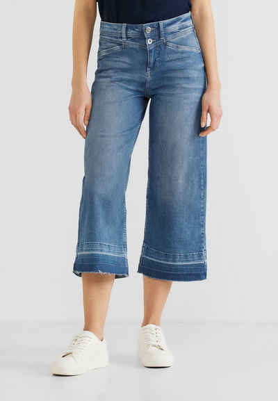 STREET ONE Bequeme Jeans Street One Casual Fit Jeans Culotte in Sky Blue Wa (1-tlg) Nicht Vorhanden