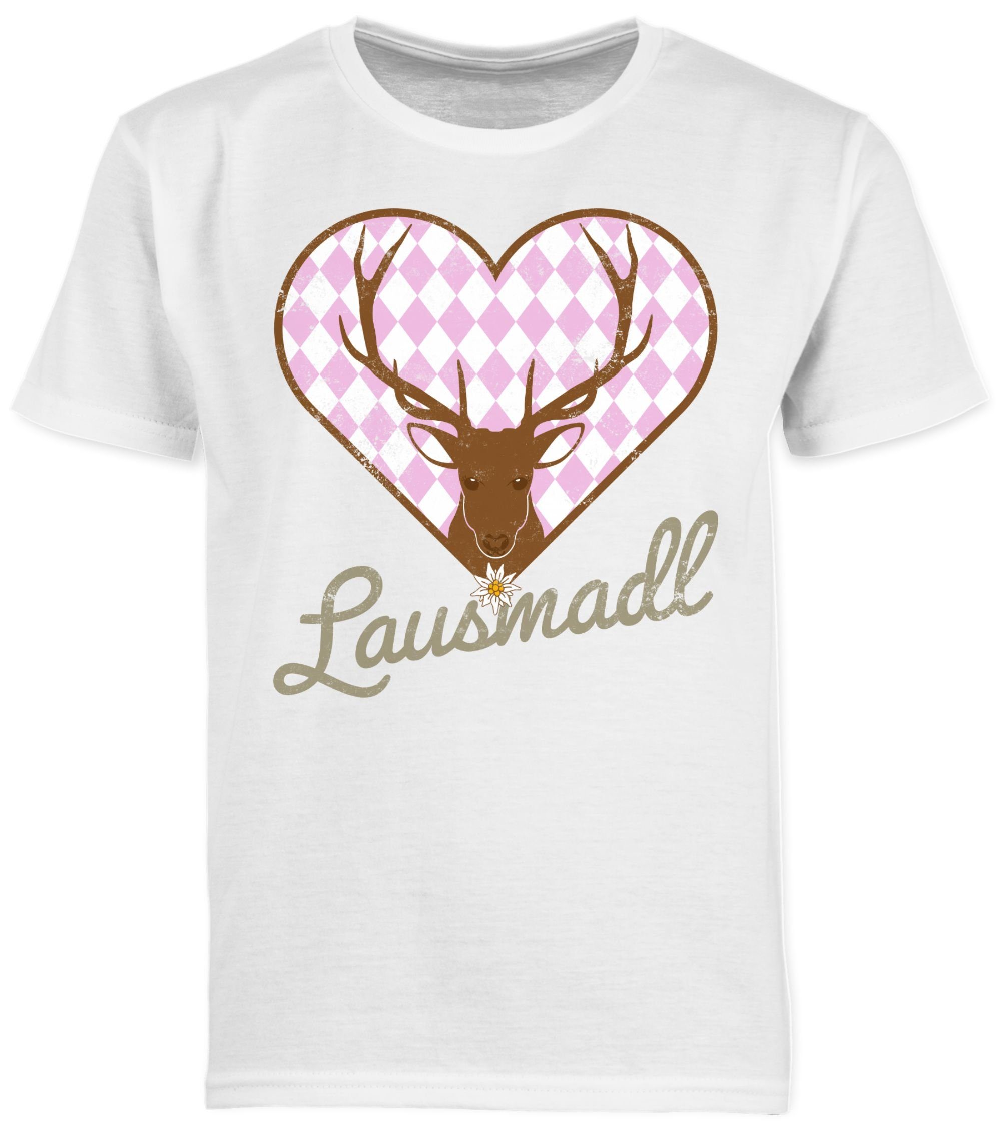 für Lausmadl Shirtracer Mode Oktoberfest Weiß Hirsch Outfit 2 Kinder T-Shirt