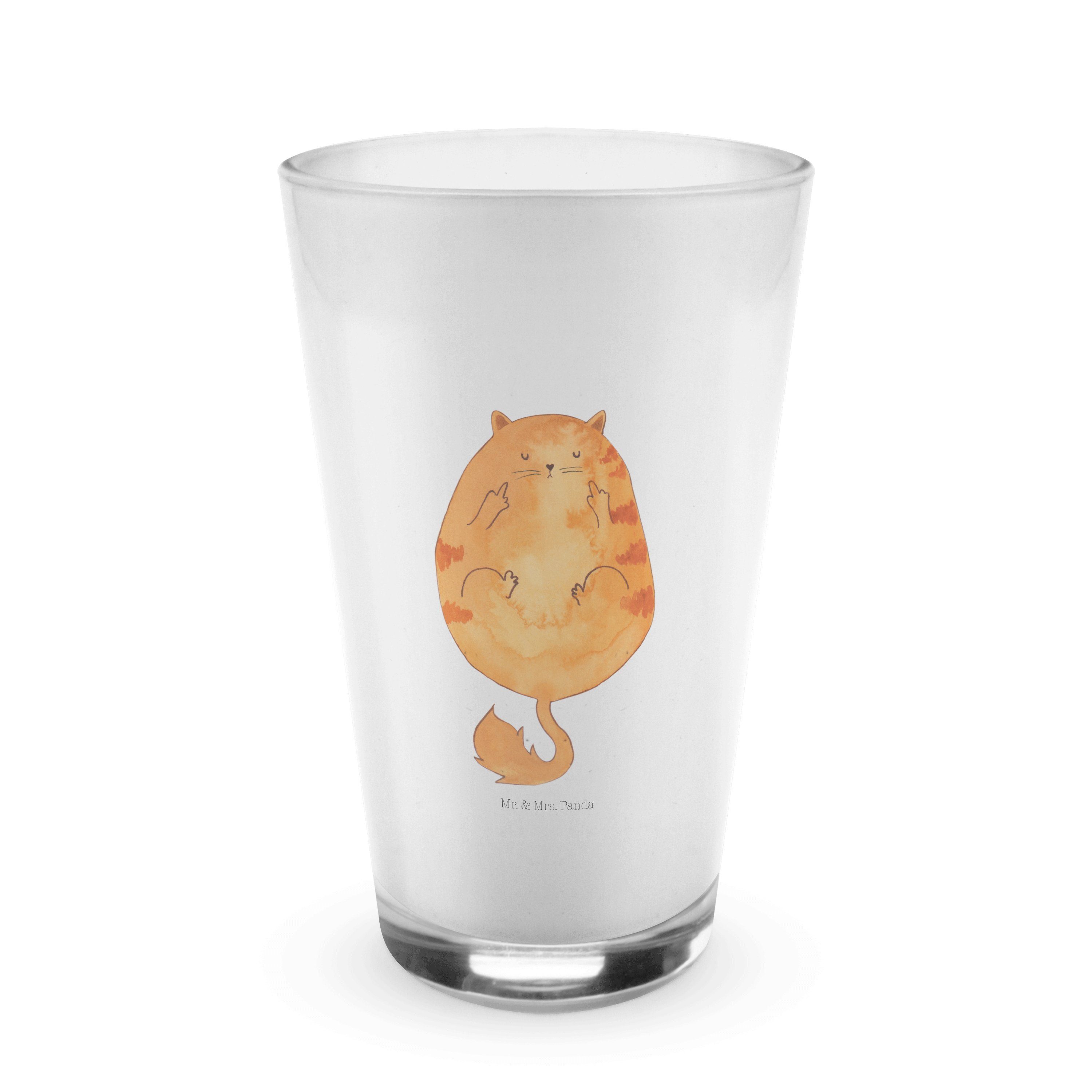 Transparent Premium Glas Mittelfinger Glas Katzenmotive, Geschenk, & - Panda Mr. - Mrs. Katze Katzenacce,