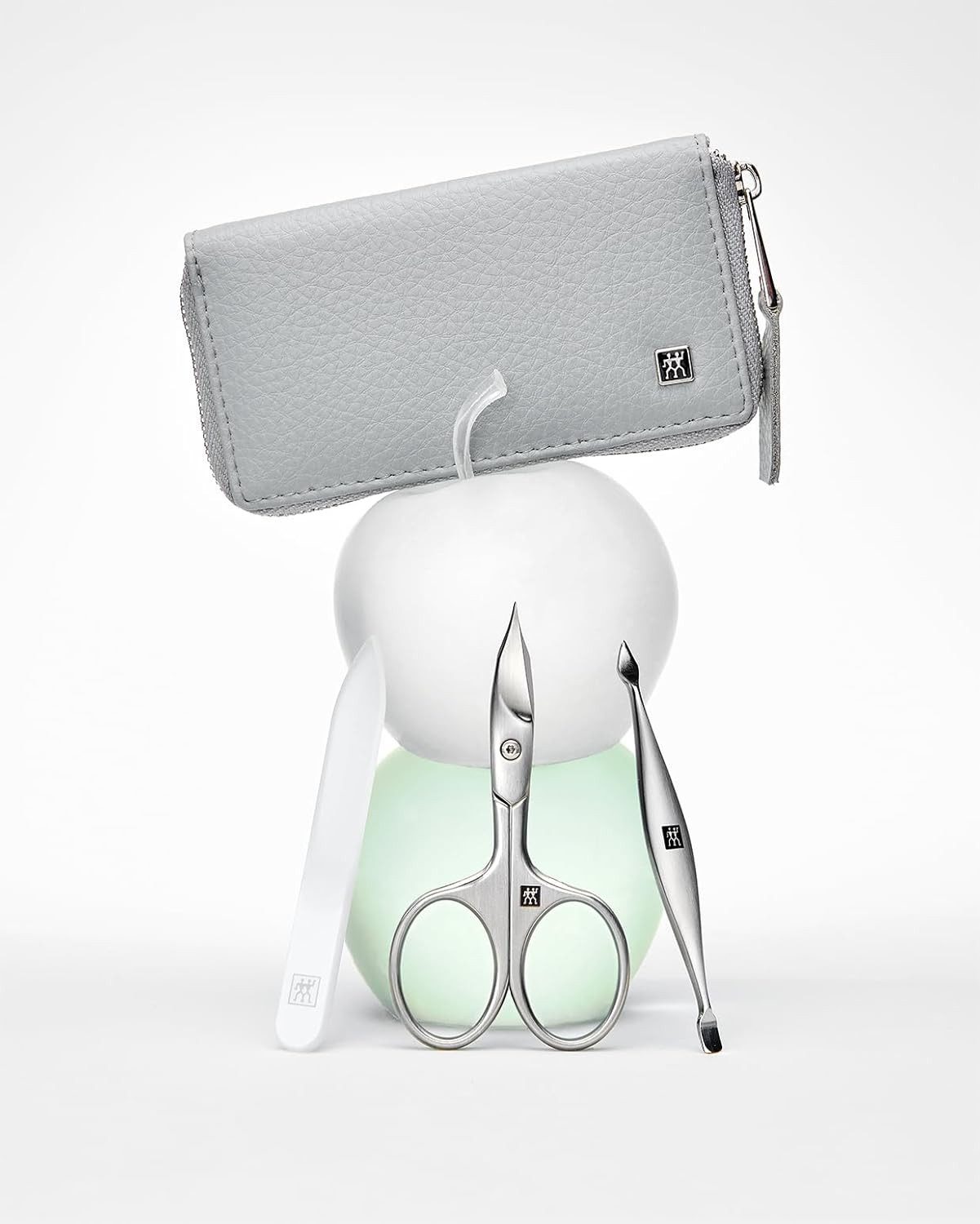 Zwilling Maniküre-Pediküre-Set Zwilling Premium Maniküre Set 3 tlg. vegan, grau Apfelleder-Etui, 3-tlg.