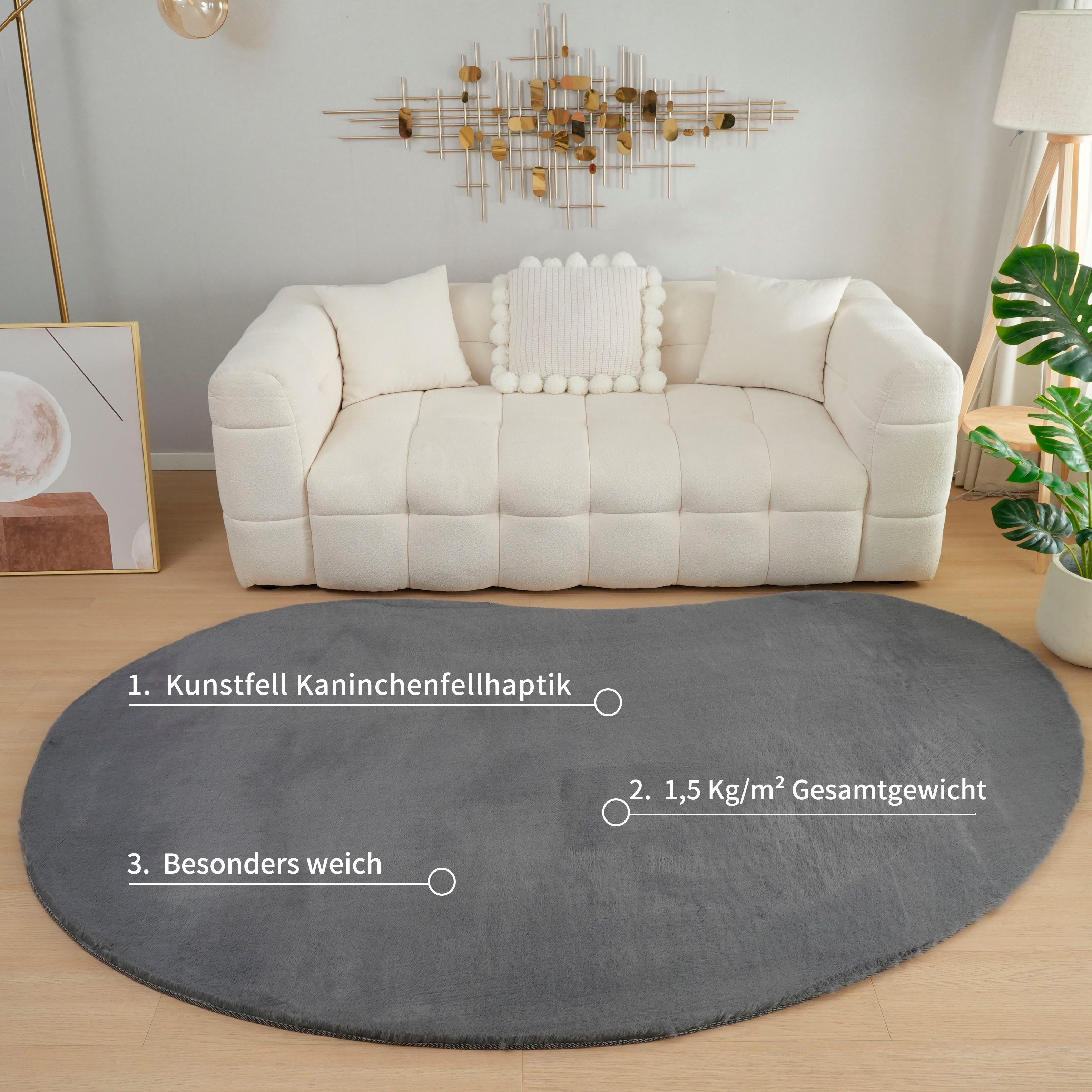 Bruno Banani Hochflor-Teppich Rabbit 2 Bean, günstig online kaufen