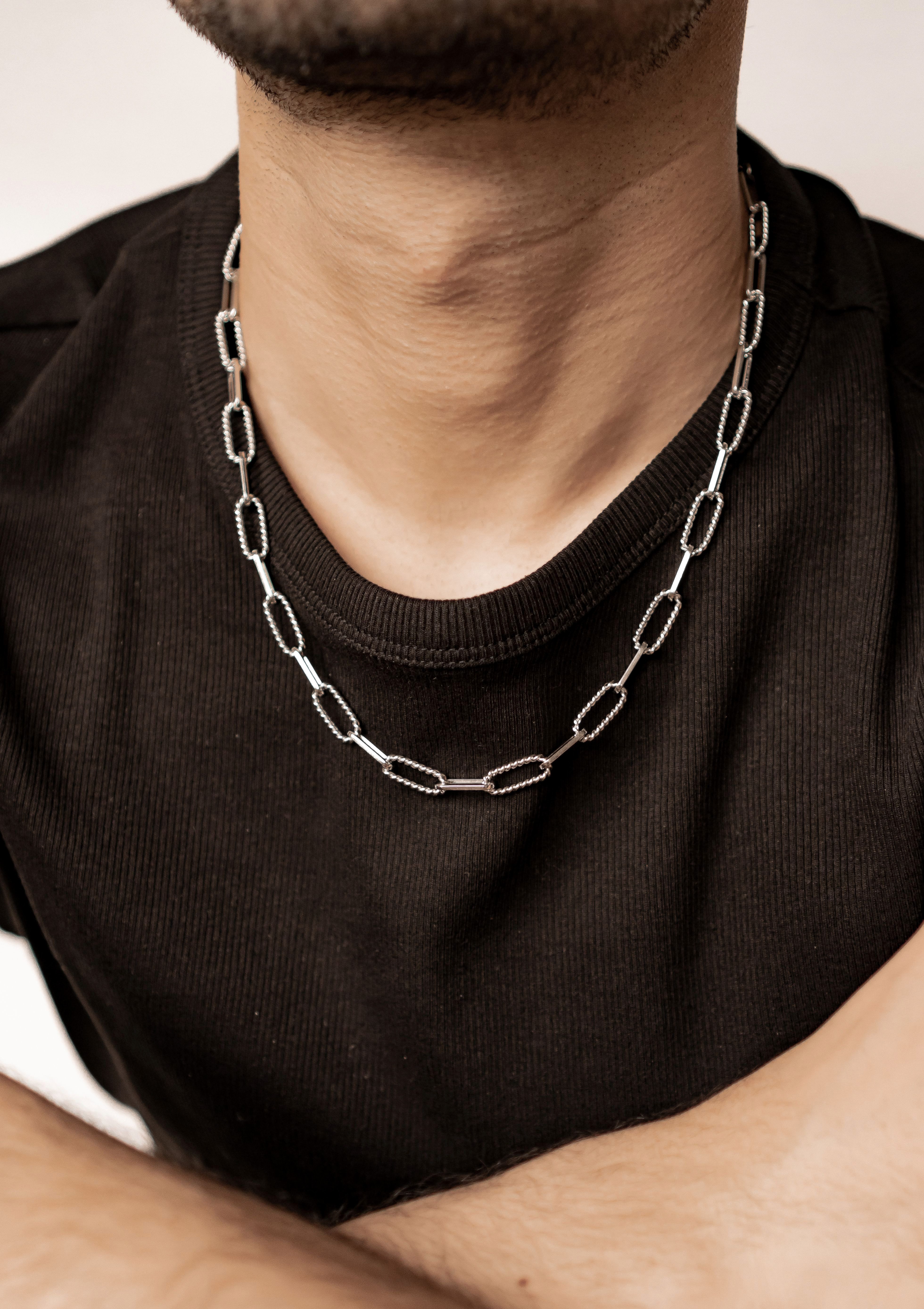 Hey Happiness Gliederkette Twisted Ovale Glieder, Trendy Herrenkette, Gedrehte Unisex Kette Paperclip, wasserfest