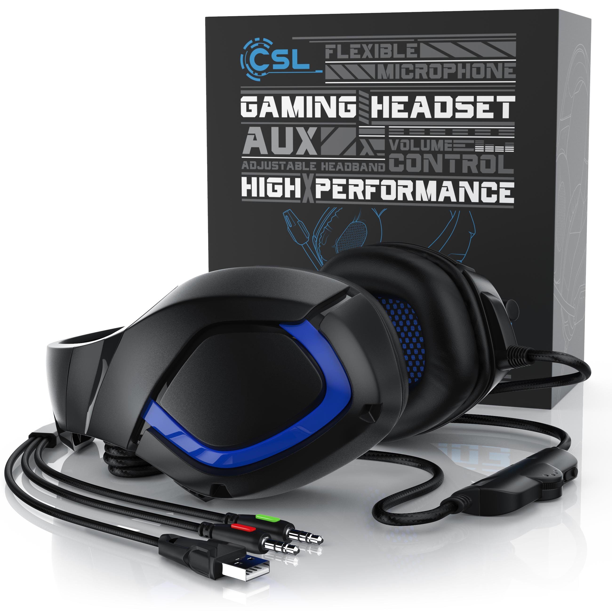 CSL Gaming-Headset Kopfhörer (GHS-103" mit Mikrofon, für Windows/Mac/Linux /PS4/PS4 Pro)