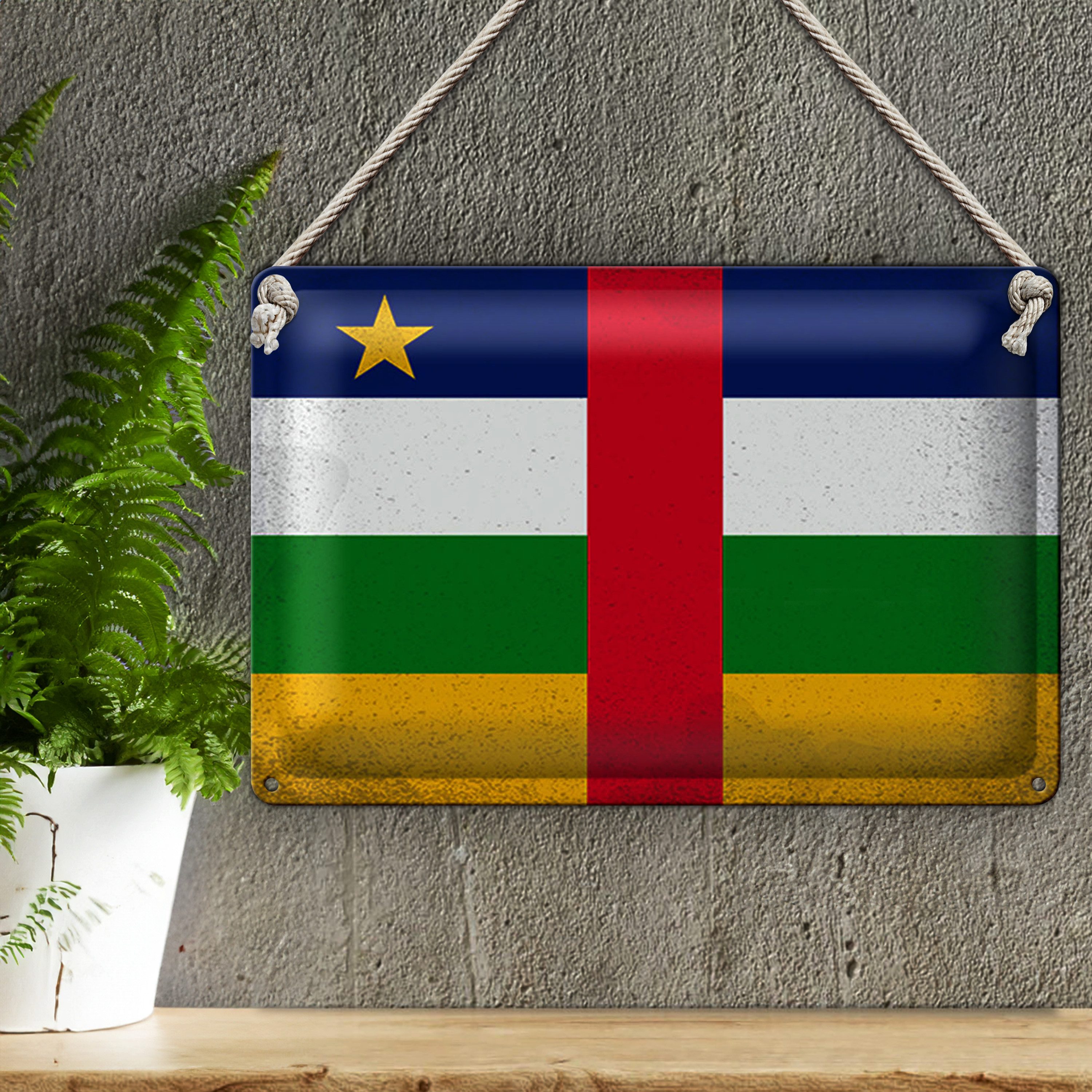 Roomando Metallschild Flagge Zentralafrikanische Republik 18x12cm VI