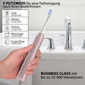 Tristan Auron Schallzahnbürste Business Class + UV Case + 2x Köpfe I 55.000 Vibrationen 60 Tage Akku, Aufsteckbürsten: 2 St.