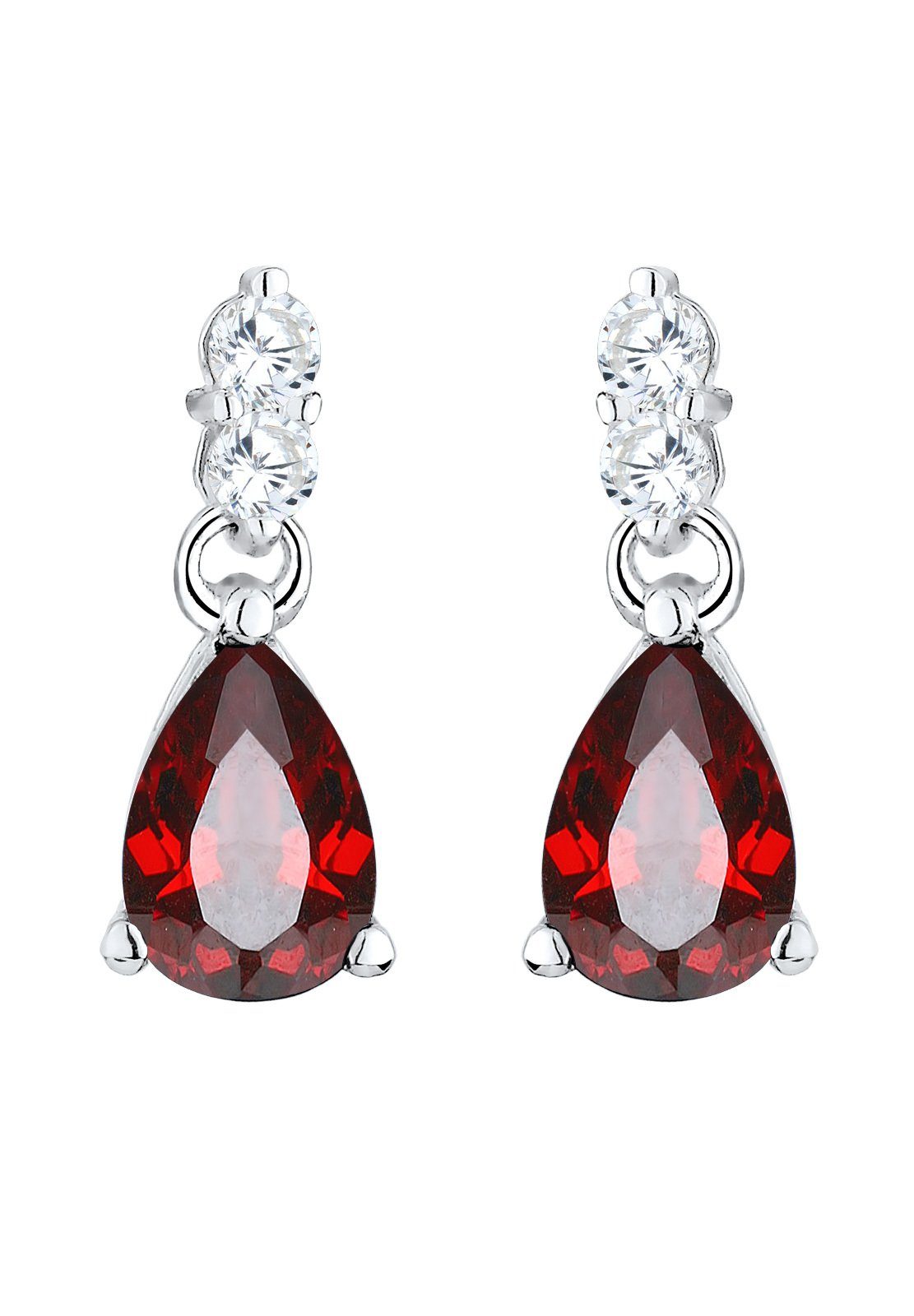 Elli Ohrhänger-Set Ohrstecker mit Zirkonia Tropfen rot 925 Silber, Tropfen günstig online kaufen