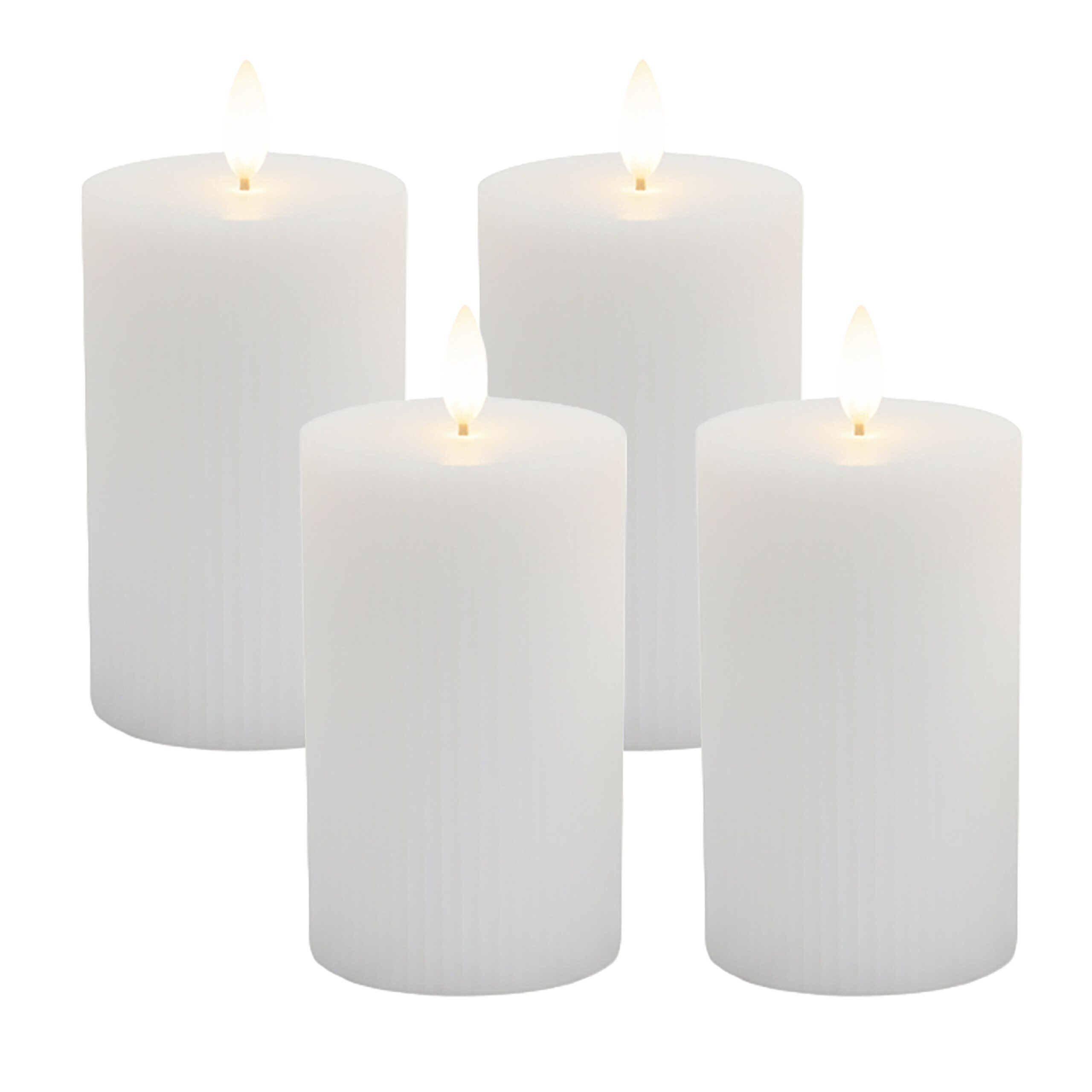 relaxdays LED-Kerze 4er Set 13 cm, weiß günstig online kaufen