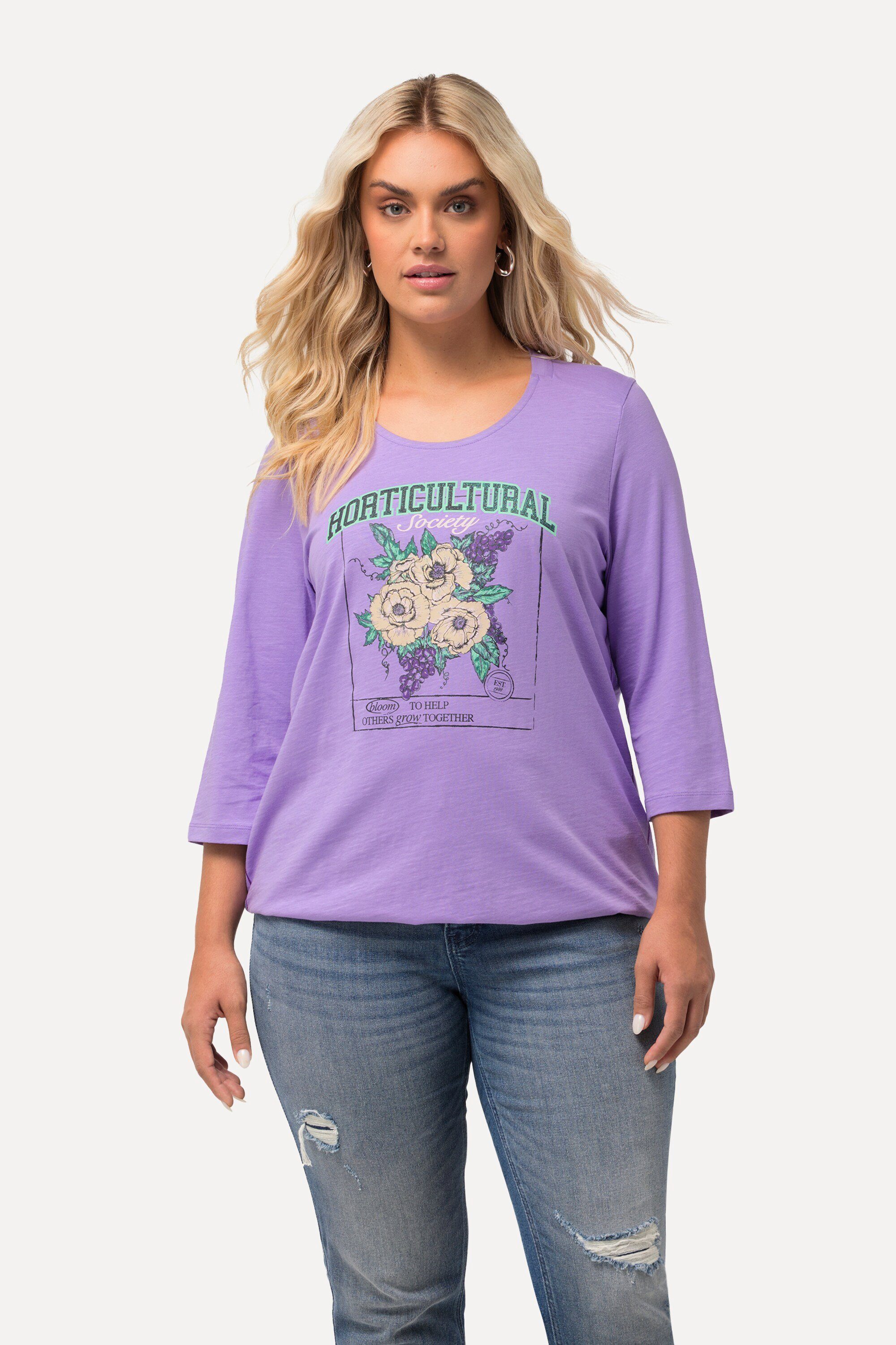 Ulla Popken T-Shirt Shirt Blumenmotiv Gummisaum günstig online kaufen