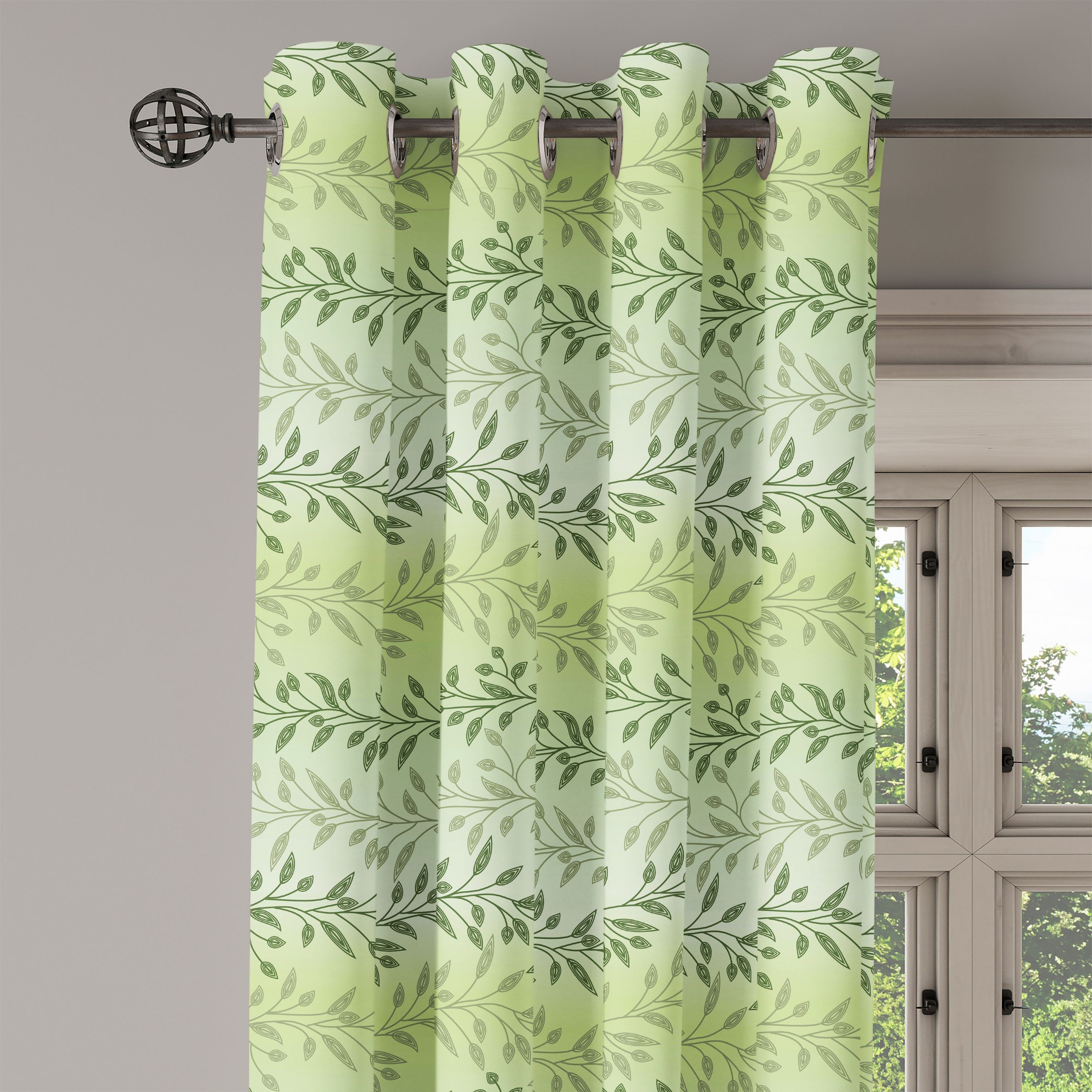 Gardine Inspired Flora Wohnzimmer, Venetian Dekorative Blätter 2-Panel-Fenstervorhänge Schlafzimmer für Abakuhaus,