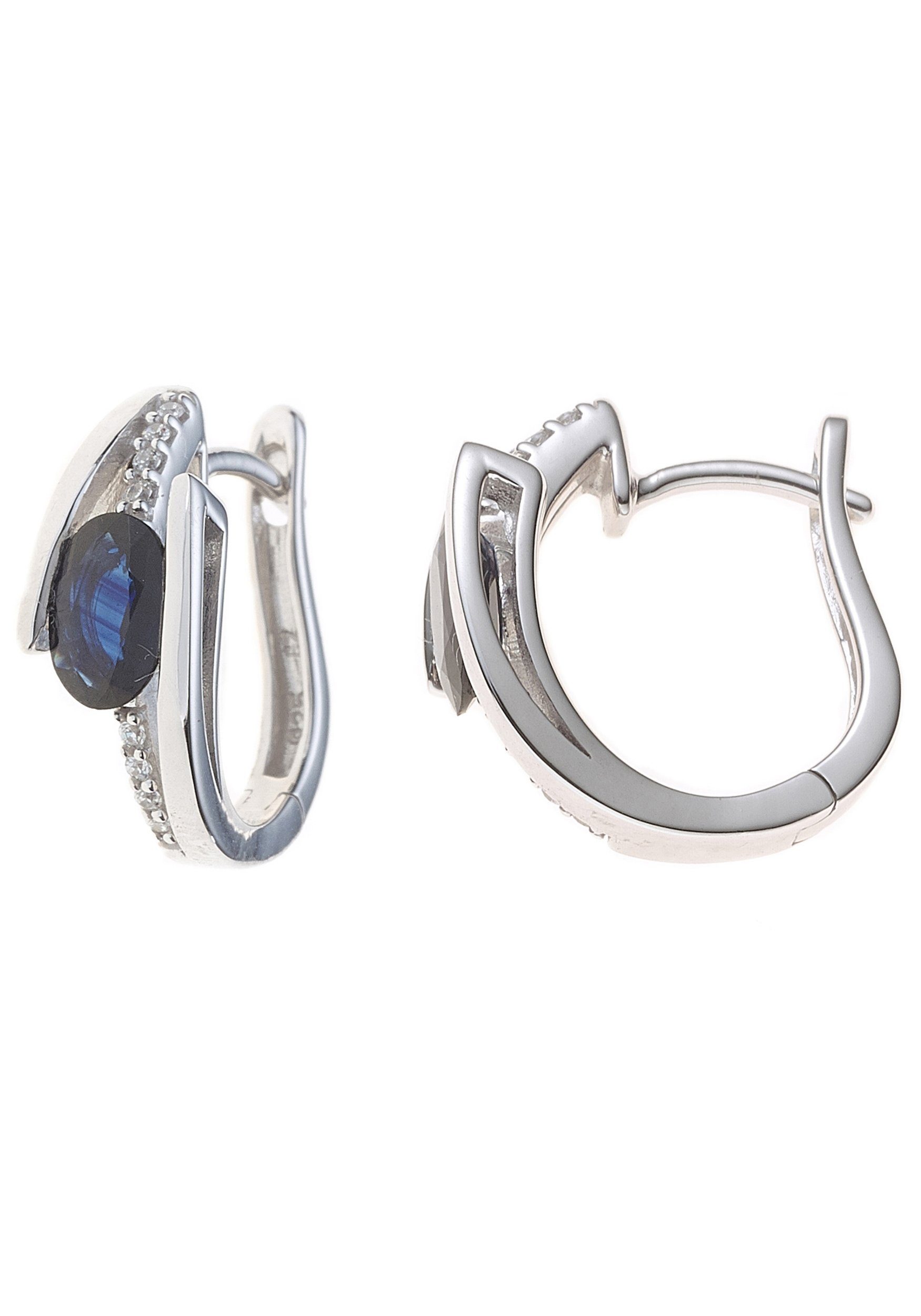 JOBO Paar Creolen, 585 Weißgold mit 16 ...