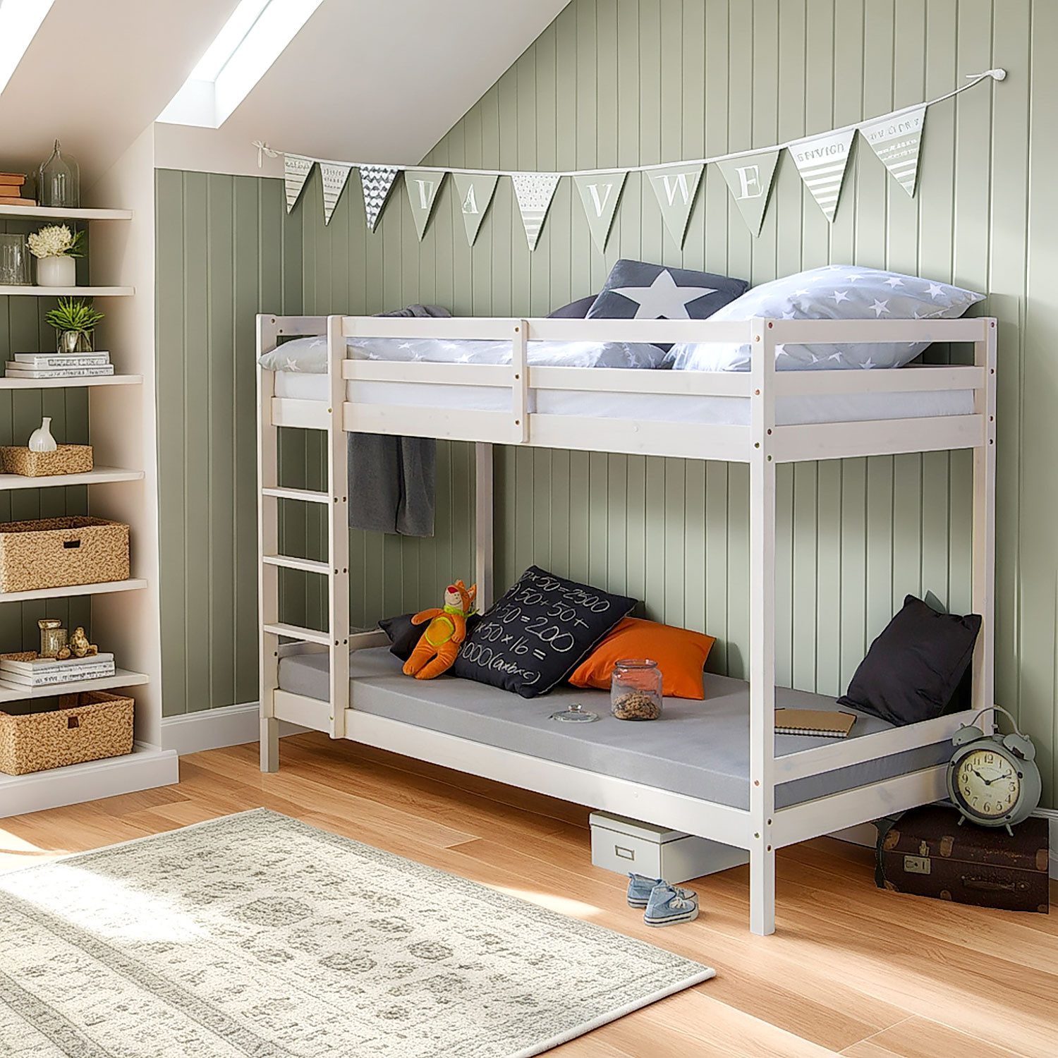 Homestyle4u Etagenbett in Weiß mit Matratze 90x200 cm 2501 günstig online kaufen