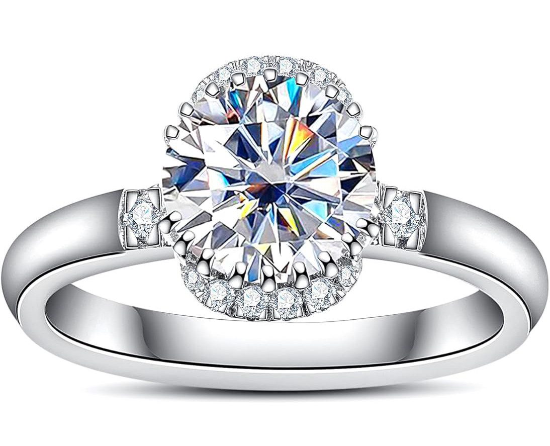 Trauring Ring aus 14K Weißgold,Ehering,2ct,D,VS1,3EX,Diamantring aus Laborzucht