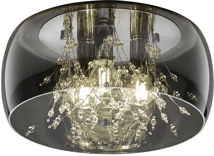 TRIO Leuchten Deckenleuchte Crystel, ohne Leuchtmittel, warmweiß - kaltweiß, Elegante Deckenlampe mit Glasschirm Ø 34cm, exkl 3xE14 Leuchtmittel | Deckenlampen