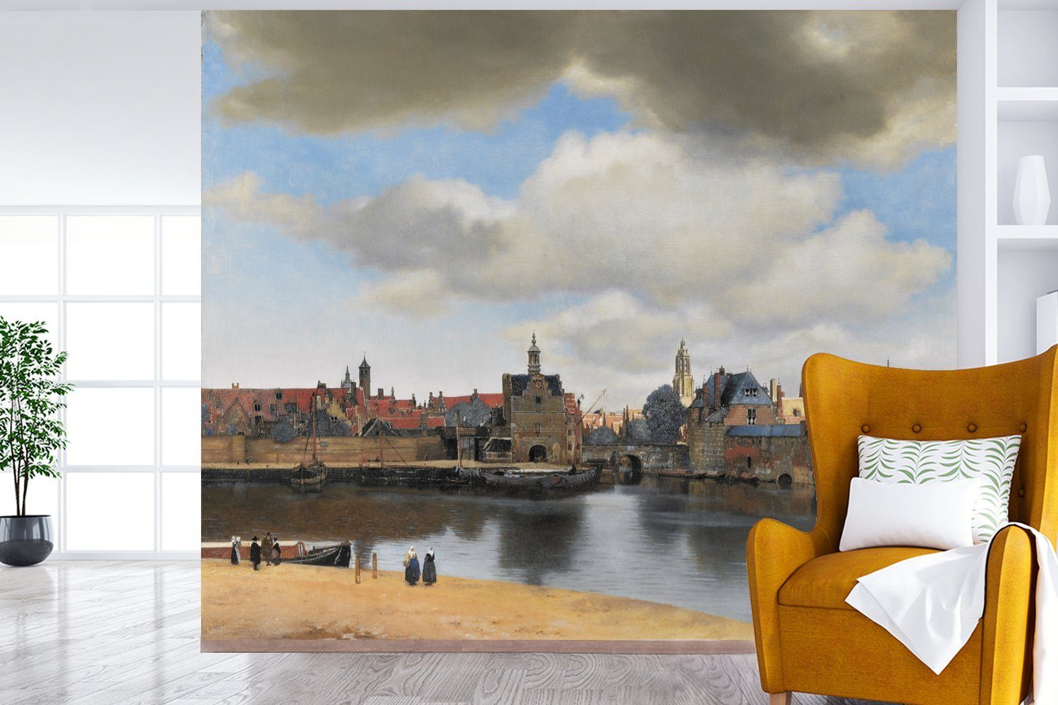 Delft Matt, Gemälde Wohnzimmer St), Vermeer, Küche, Ansicht Vliestapete (5 von von - bedruckt, für Johannes Fototapete Schlafzimmer Fototapete MuchoWow