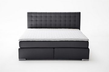 möbelando Boxspringbett Lenno, Boxspringbett Lenno mit Kunstleder schwarz, Liegefläche 200x200 cm, Kopfteil gesteppt, Metallfüße gebürstet