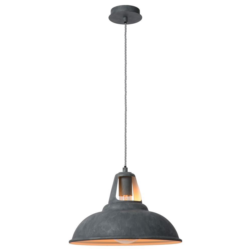 Lucide Pendelleuchte Industrielle Vintage Pendelleuchte Markit in zink, Ø 350 mm, E27