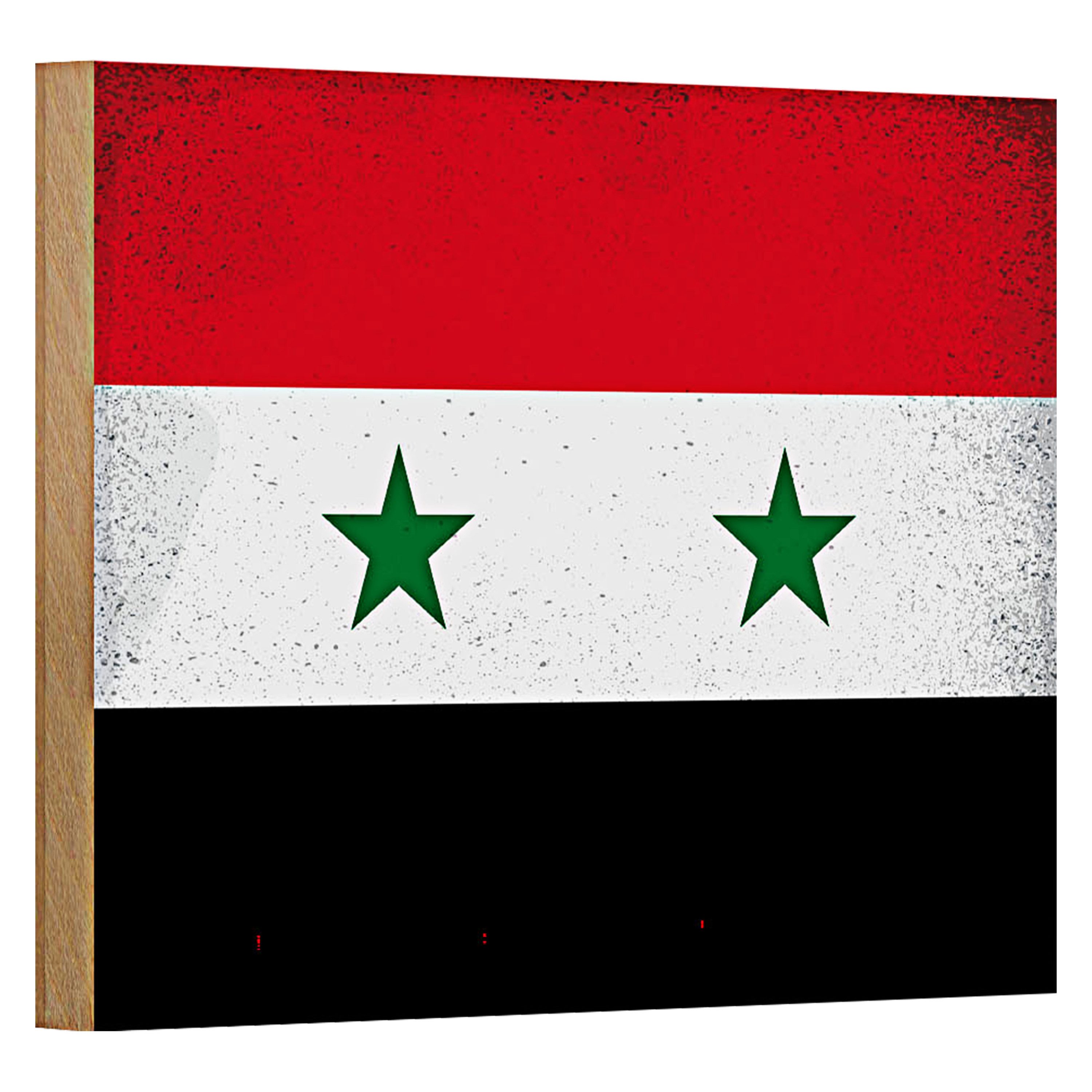 Roomando Holzbild Flagge Syrien 18x12cm Flag of Syria Vintage