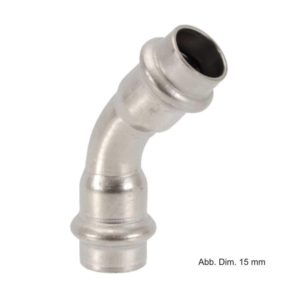 Viega Wasserrohr Viega Sanpress Inox Bogen 45° I-I, Modell 2326, 54 mm