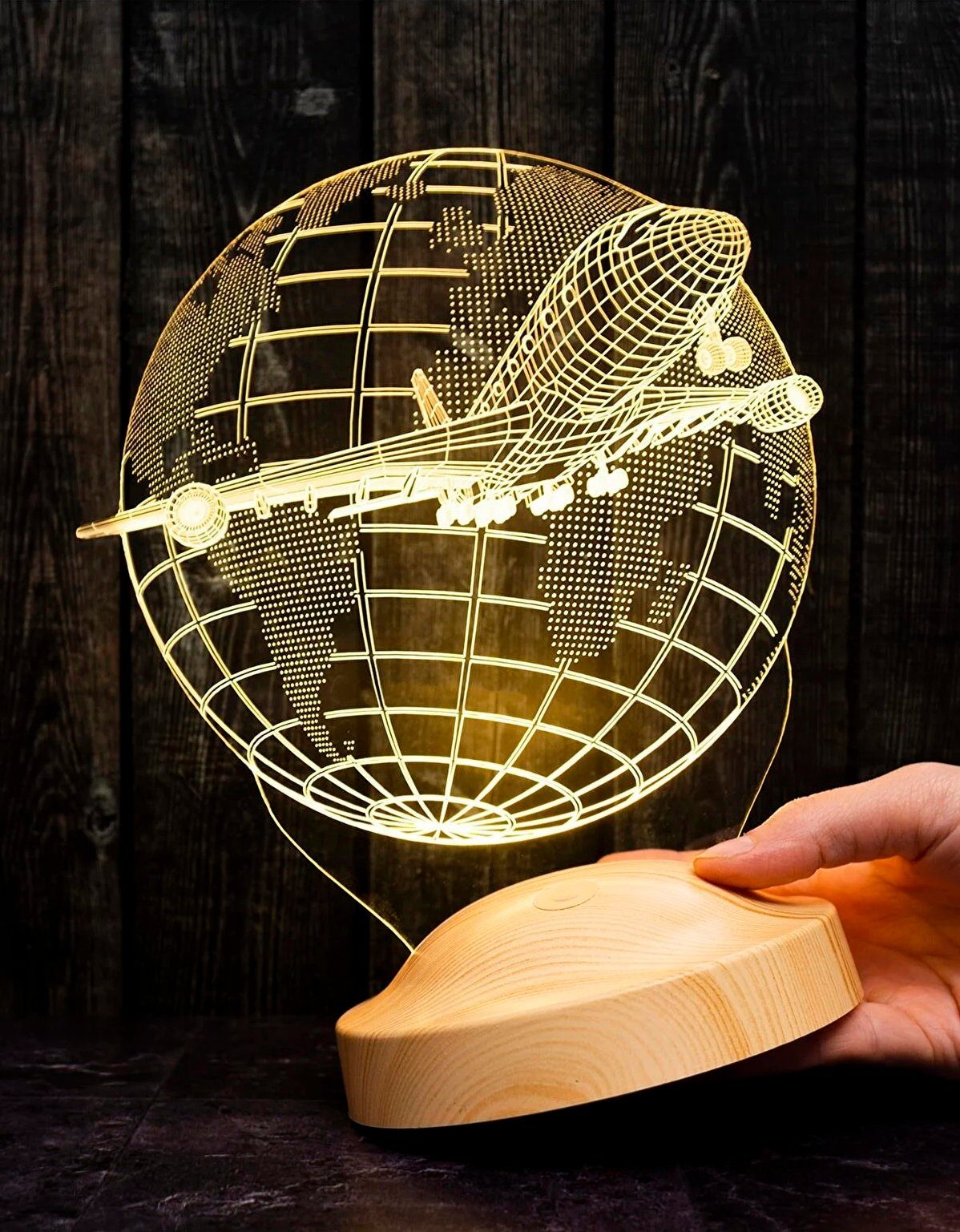 Geschenkelampe LED Nachttischlampe 3D Passagierflugzeug Reiseflugzeug Geschenke für Weltreisende, Leuchte 7 Farben fest integriert, Geschenk für Berufseinstieg, – Bild 3 von 5