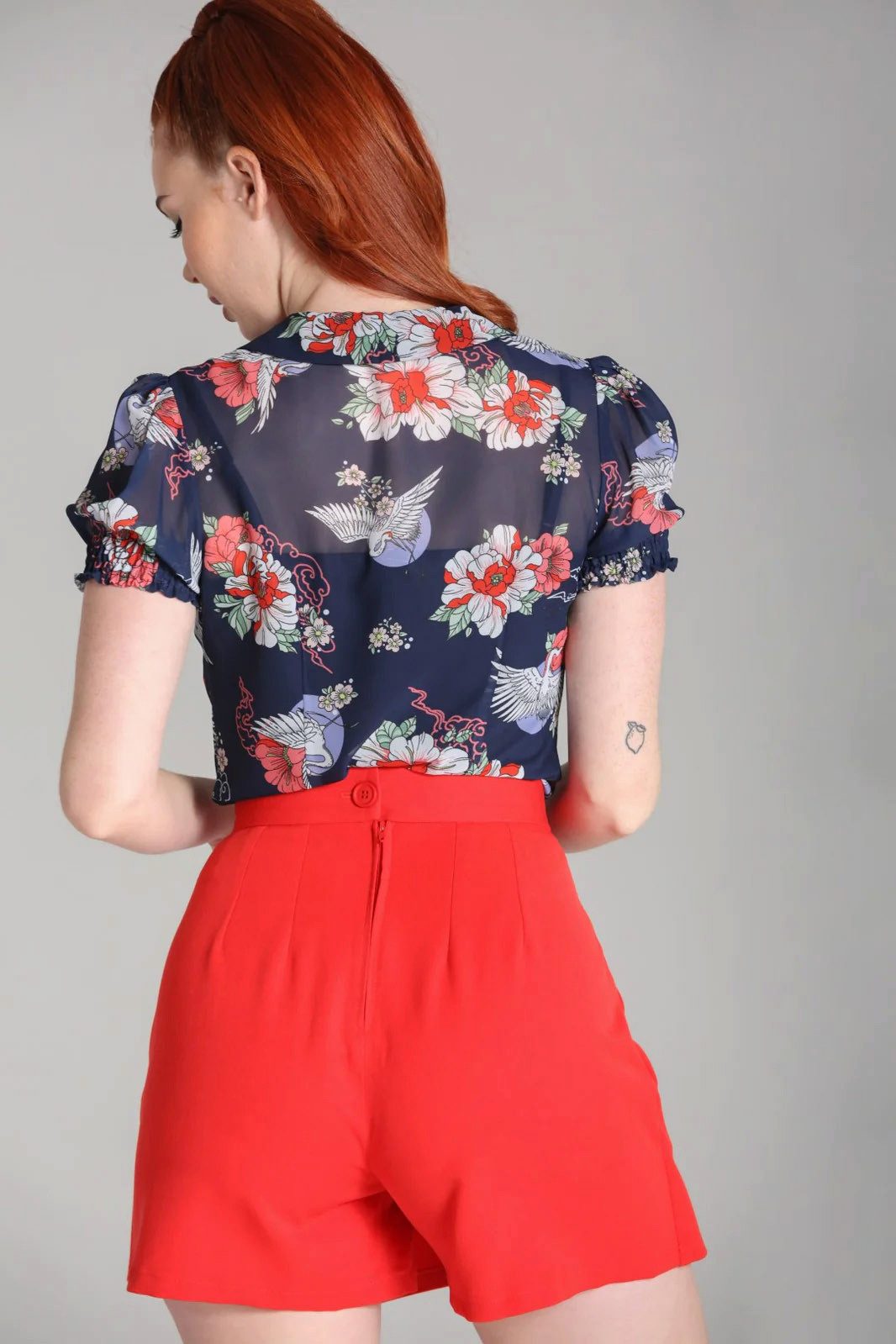 Hell Bunny Blusenshirt Misa Navy Blau