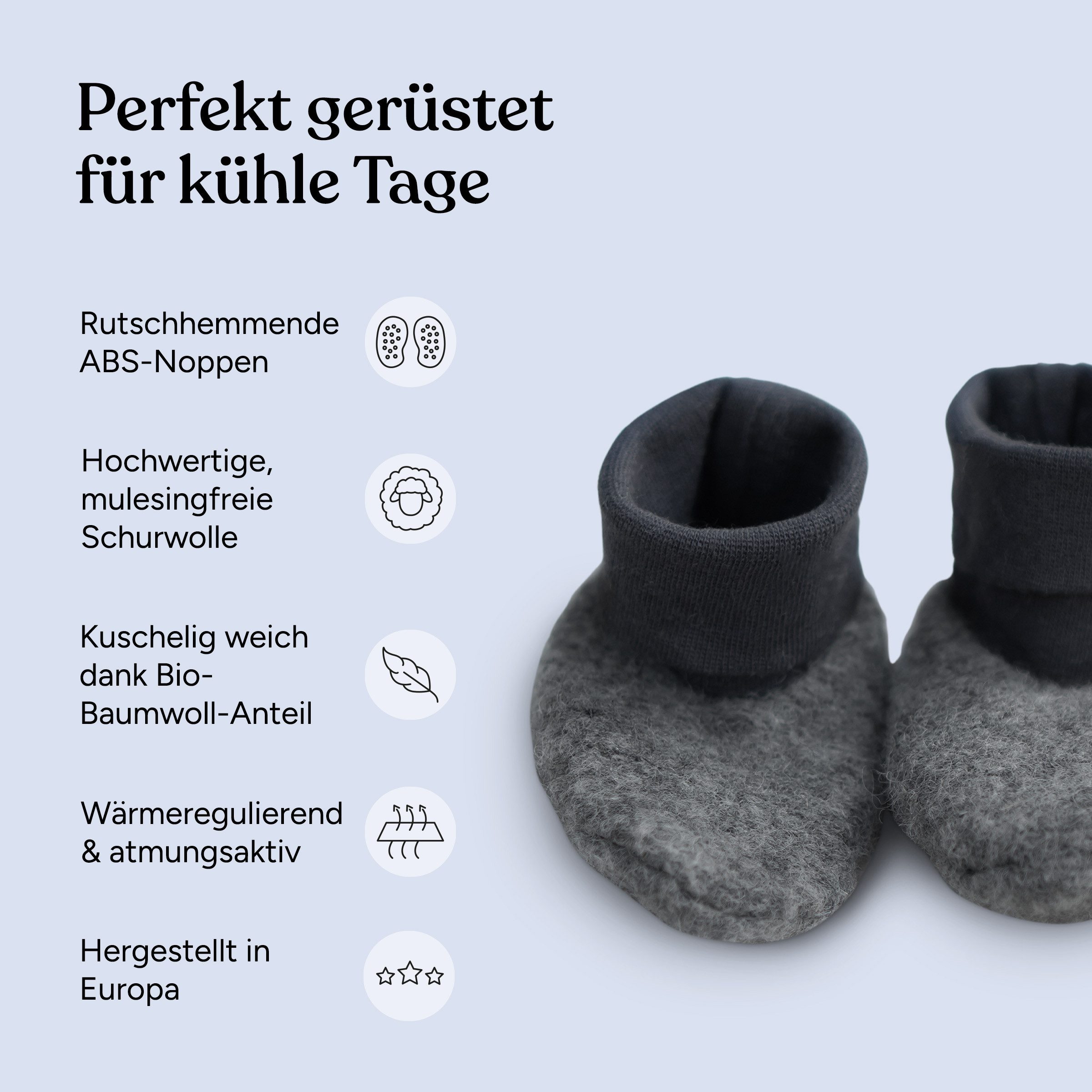 Ehrenkind Walkschuhe, Bio-Wolle & Bio-Baumwolle Krabbelschuh