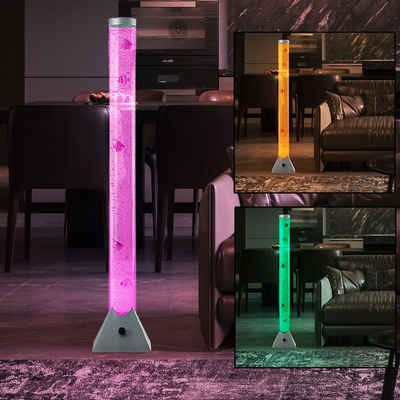 etc-shop LED Stehlampe, LED-Leuchtmittel fest verbaut, Farbwechsel, LED Wassersäule Sprudelsäule mit fünf Deko-Fischen RGB-Farbwechsler
