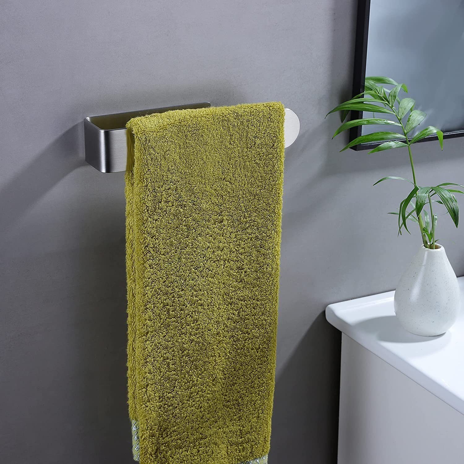 HOMEIDEAS Handtuchhalter,  Handtuchhalter 23/37CM Silberfarben Stange Bad ohne Bohren