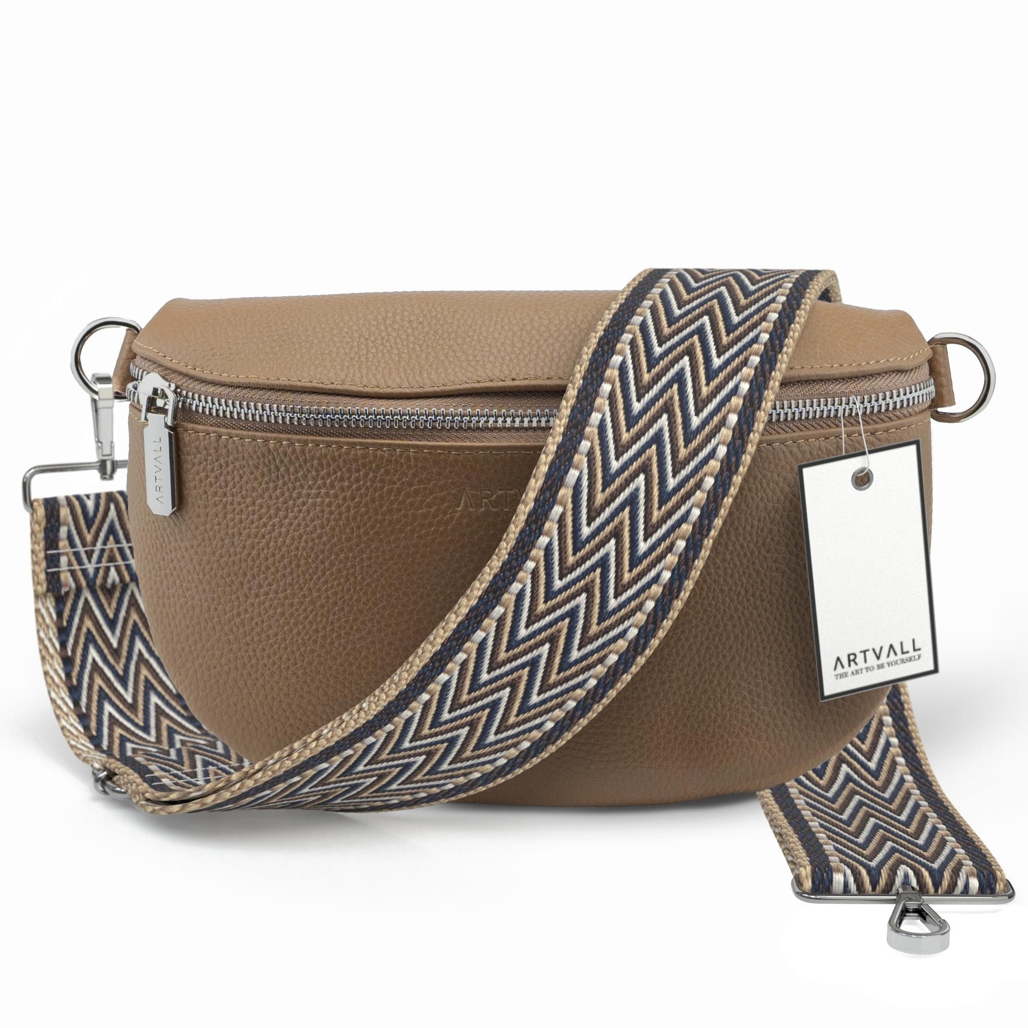 Umhängetasche Echtleder Handtasche Damen Brusttasche Hellbraun