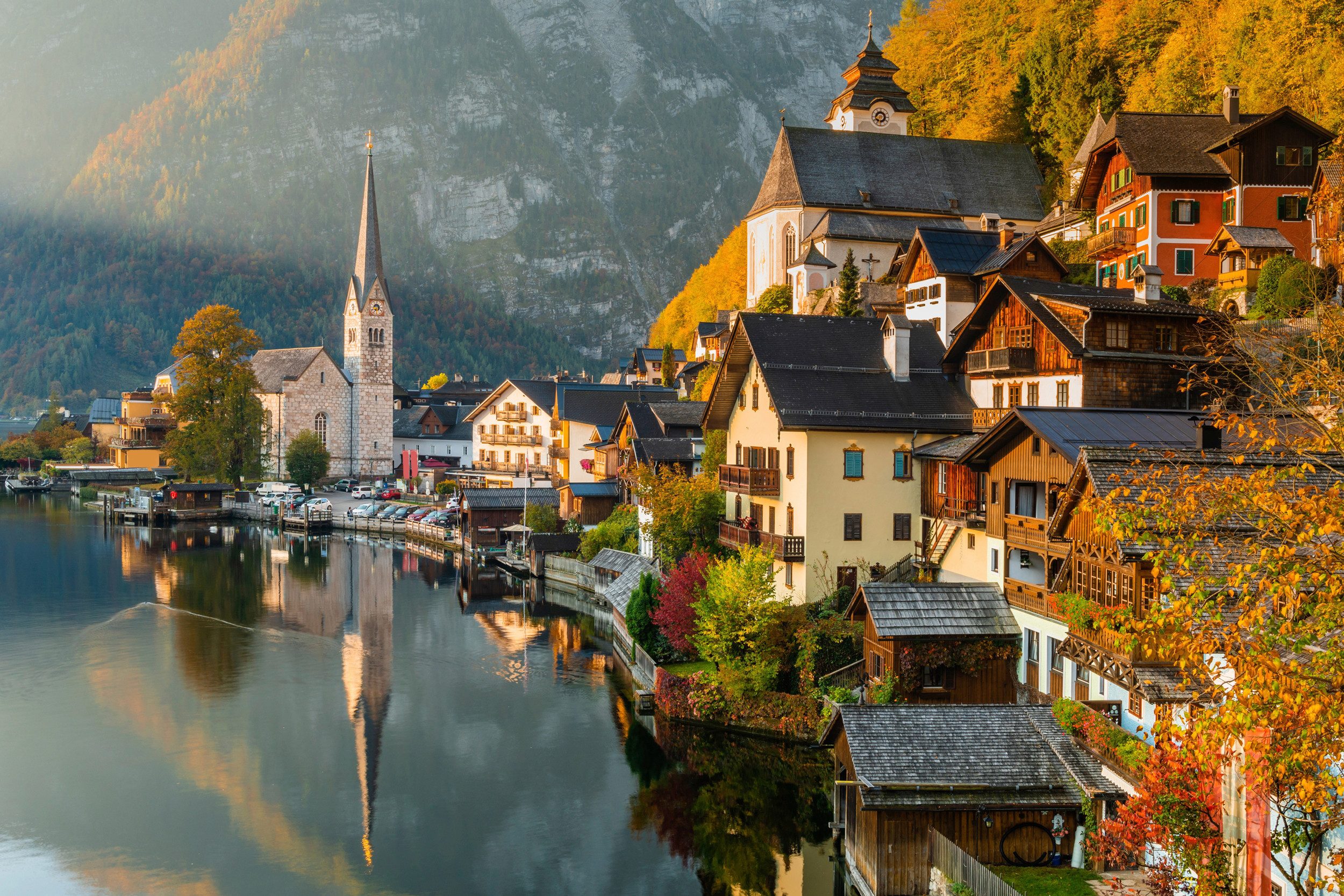 Fototapete HALLSATT-ALPEN DORF SALZKAMMERGUT SEE SALZ