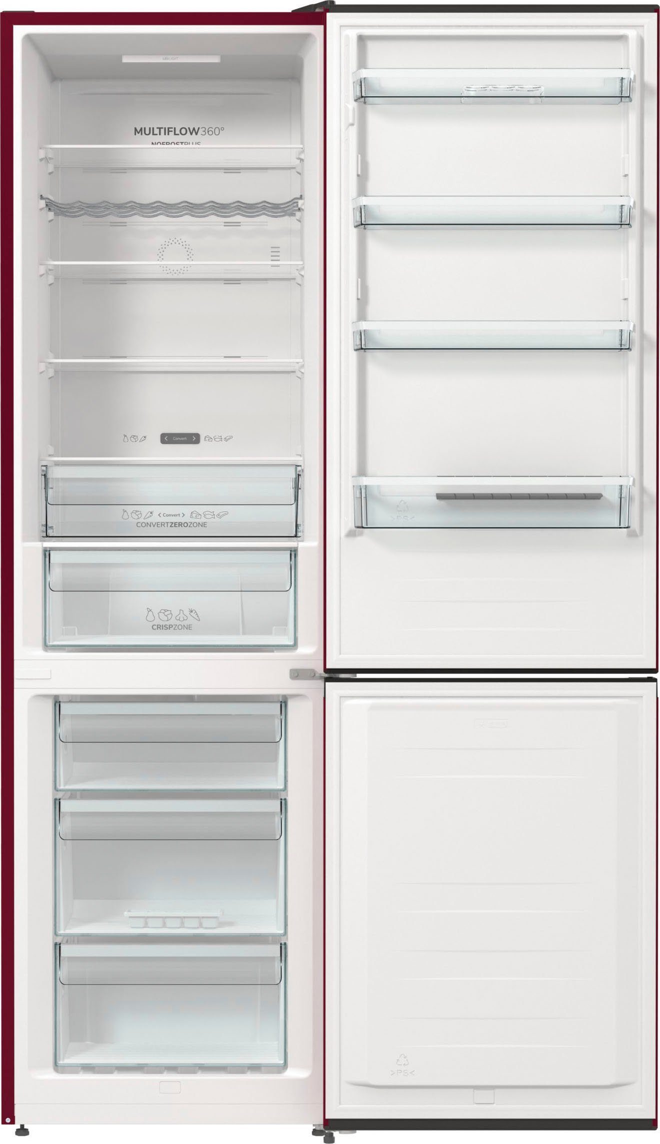 GORENJE Kühl-/Gefrierkombination NK89C0DR, 200 cm 60 breit bordeaux hoch, cm