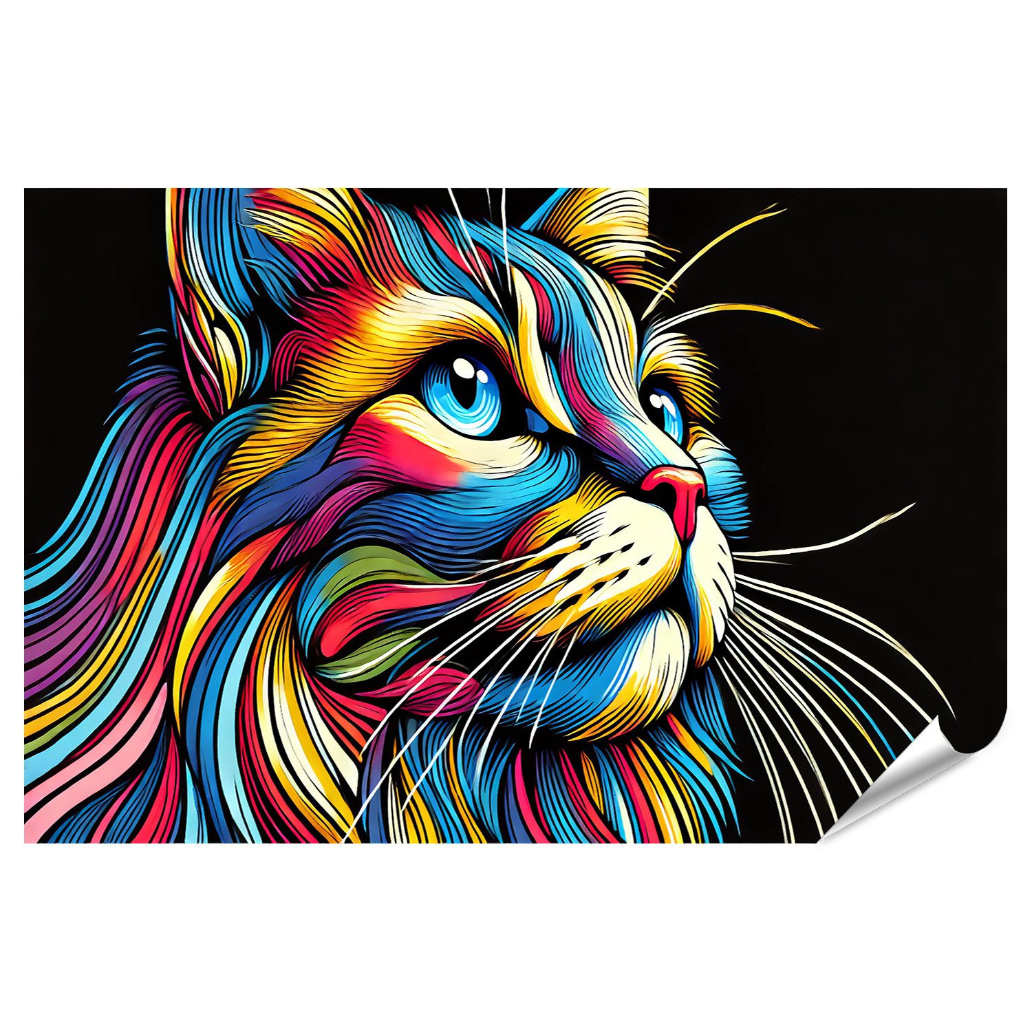 Poster Farbenfrohe Katze im Pop Art Stil