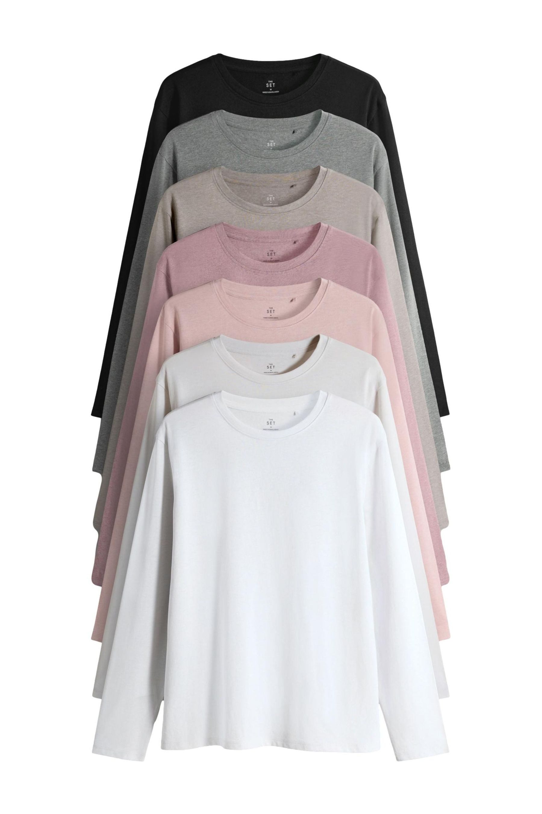 The Set Langarmshirt The Set Essential Langarmshirts, 7er-Pack (7-tlg) günstig online kaufen