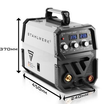 STAHLWERK Schutzgasschweißgerät MIG MAG 175 ST IGBT Vollausstattung inkl. Zubehör, 40 - 175 A, MIG MAG Schweißgerät mit 175 Ampere & MMA E-Hand