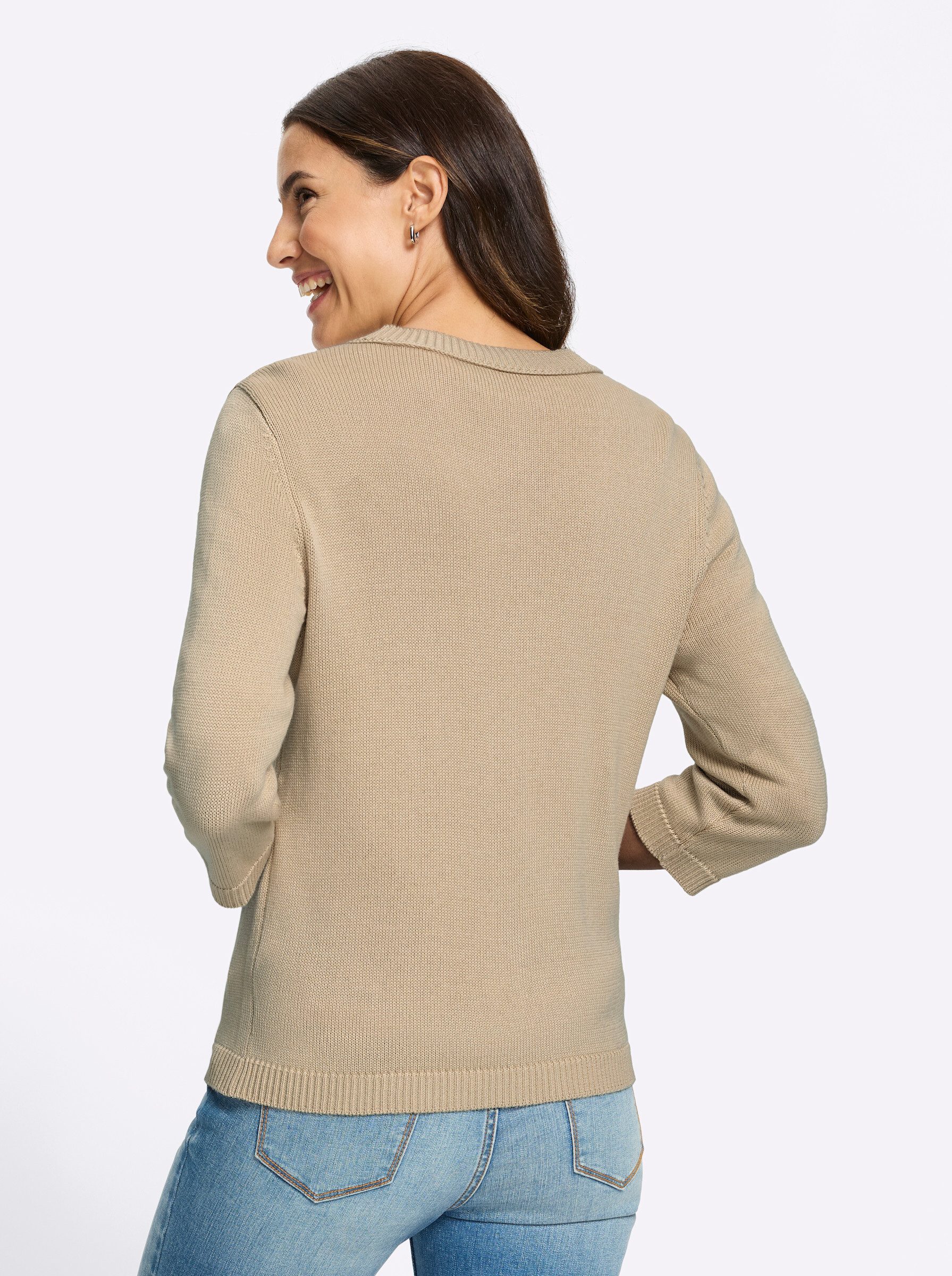 Witt Strickjacke Rundhals-Strickjacke 3/4-Arm Jersey günstig online kaufen
