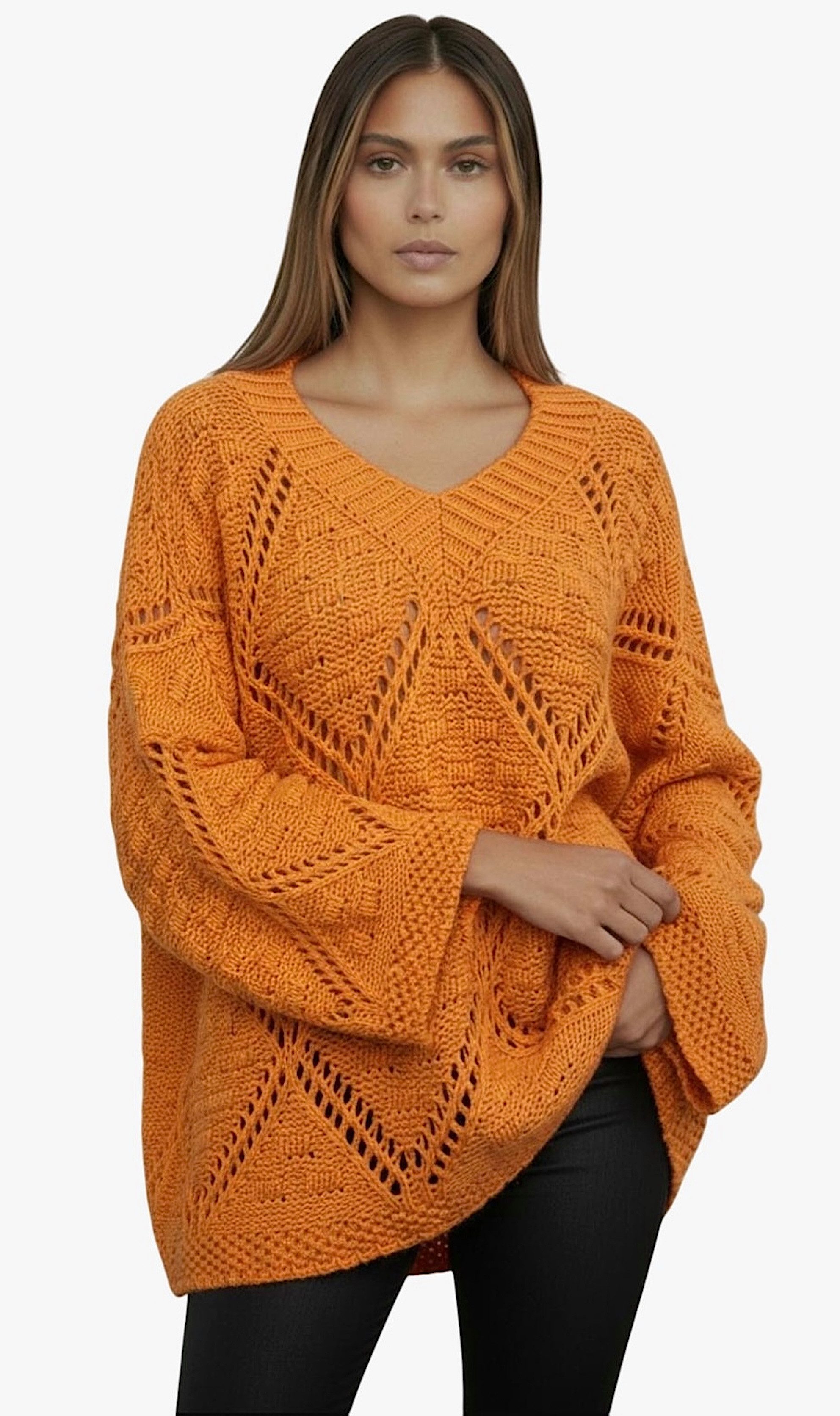 Worldclassca Strickpullover WORLDCLASSCA Oversize Fashion Strickpulllover Langarm Zopf Muster Neue Kollektion - Stilvolle und gemütliche Strickmode für Damen