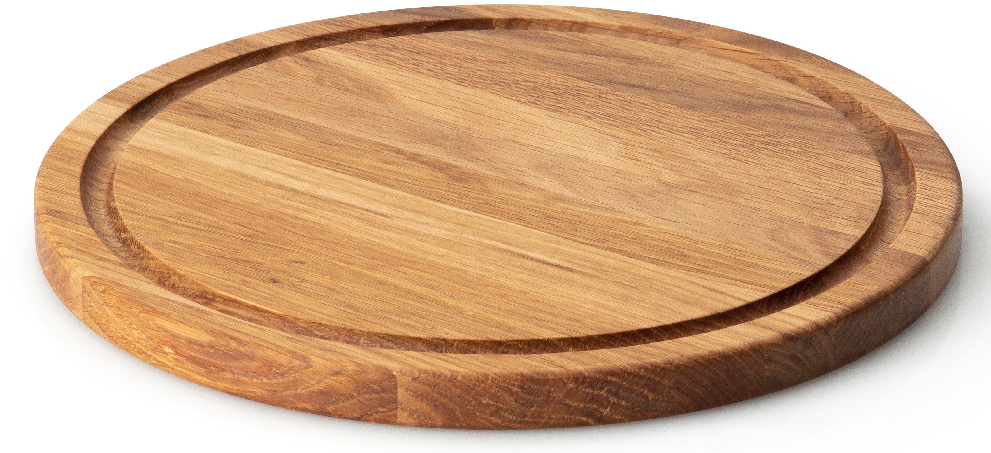 Continenta Стейк тарелка Holzteller mit itegrierte Saftrille zum Auffangen der Flüssigkeit, (1 St), Eichenholz, Ø 28 cm