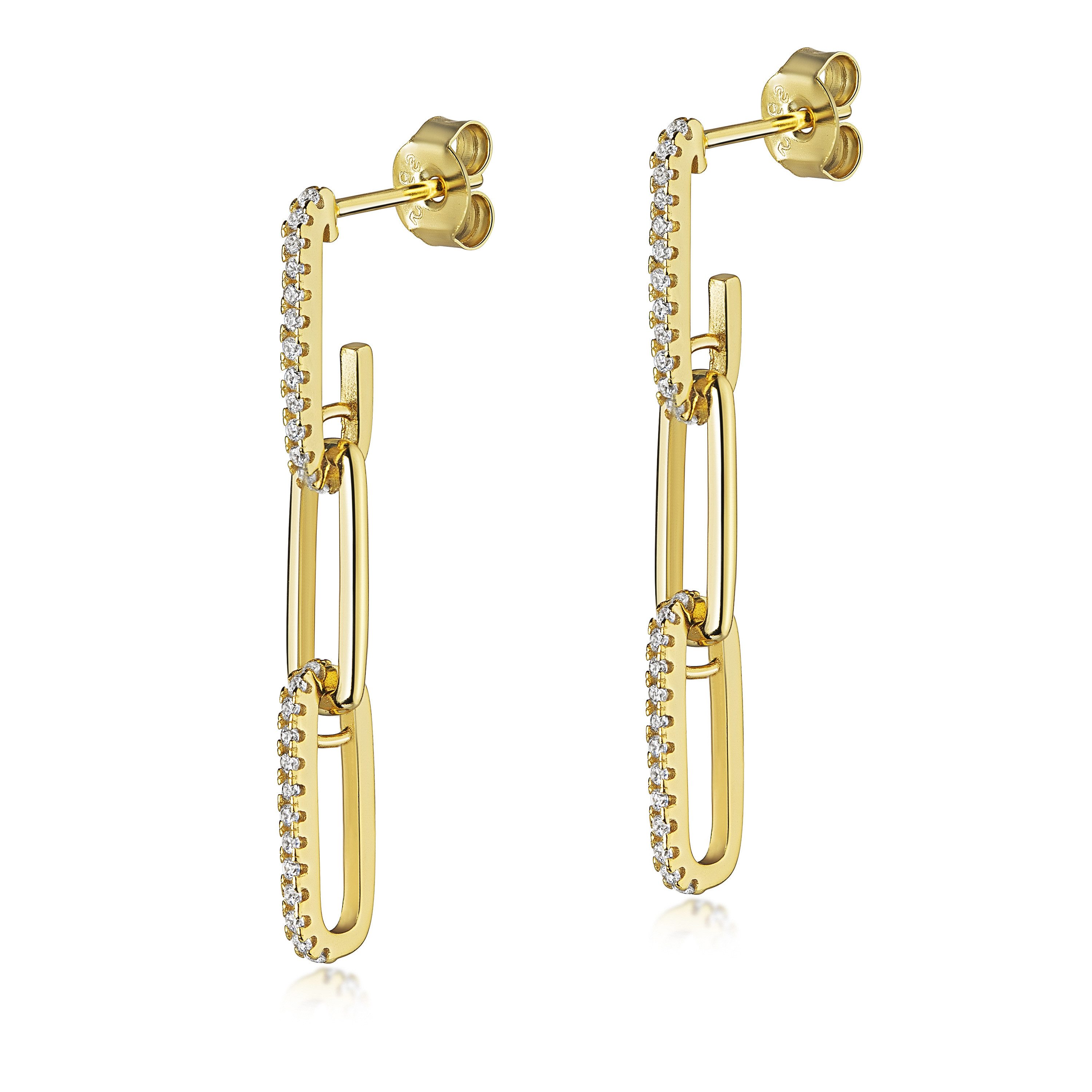 Firetti Paar Ohrstecker Schmuck Geschenk Silber 925 Ohrschmuck Ohrringe Glieder, mit Zirkonia (synth)