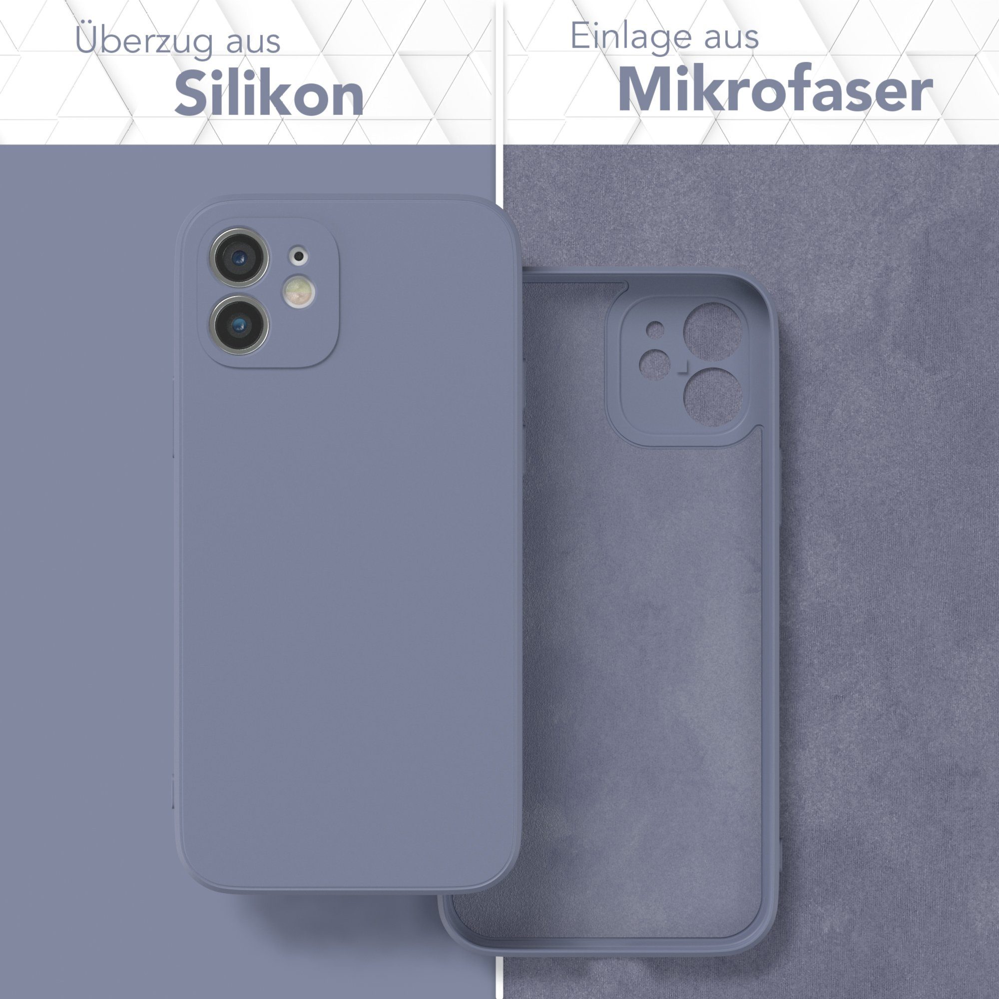 EAZY CASE Handyhülle für Apple iPhone 12 Hülle Silikon 6,1 Zoll, Silikon Schutzhülle mit Kameraschutz Matt Back Cover Soft Eis Blau – Bild 3 von 5