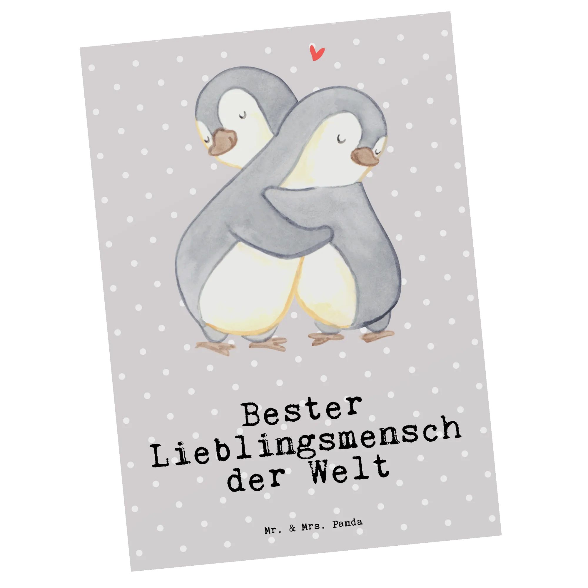 Mr. & Mrs. Panda Postkarte Pinguin Bester Lieblingsmensch der Welt, Postkarte, Grau Pastell, Fei, Einladung Geburtstag Geburtstagskarte Postkarte