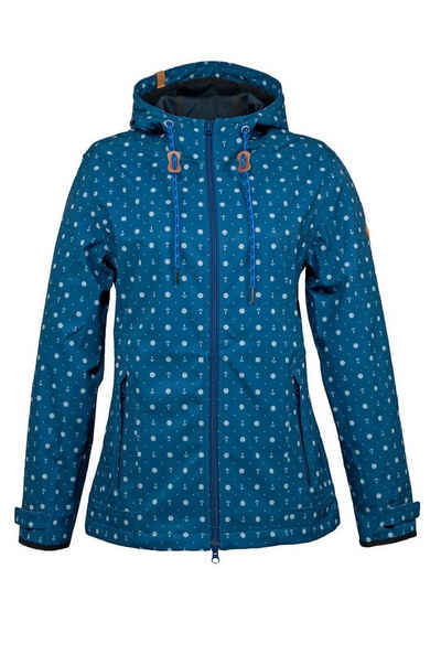 Brigg Softshelljacke Damen Jacke Ultra light mit Allover-Print Maritim Outdoor-Jacke
